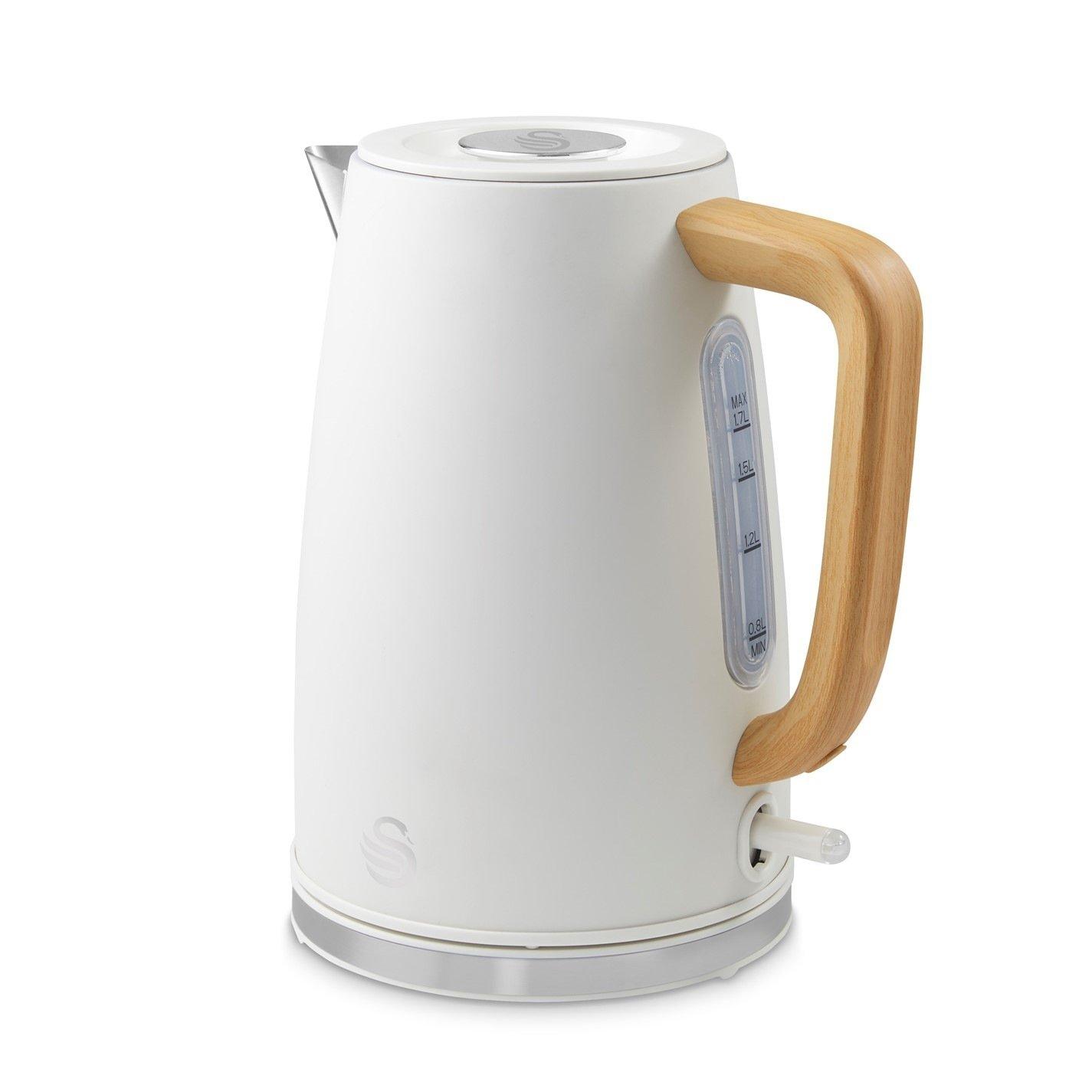 White + Wooden - Swan - Fjord 1.7L Jug Kettle and  800W 2 Slice Toaster Wh - 2