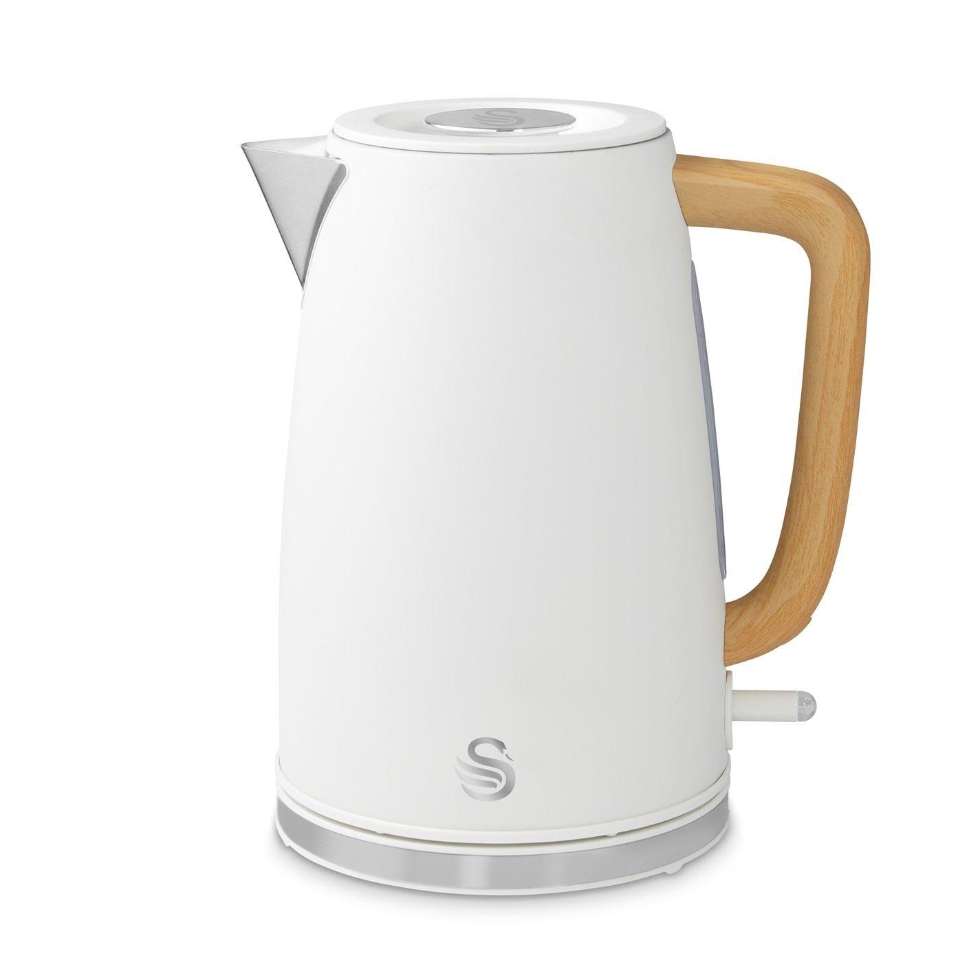 White + Wooden - Swan - Fjord 1.7L Jug Kettle and  800W 2 Slice Toaster Wh - 4