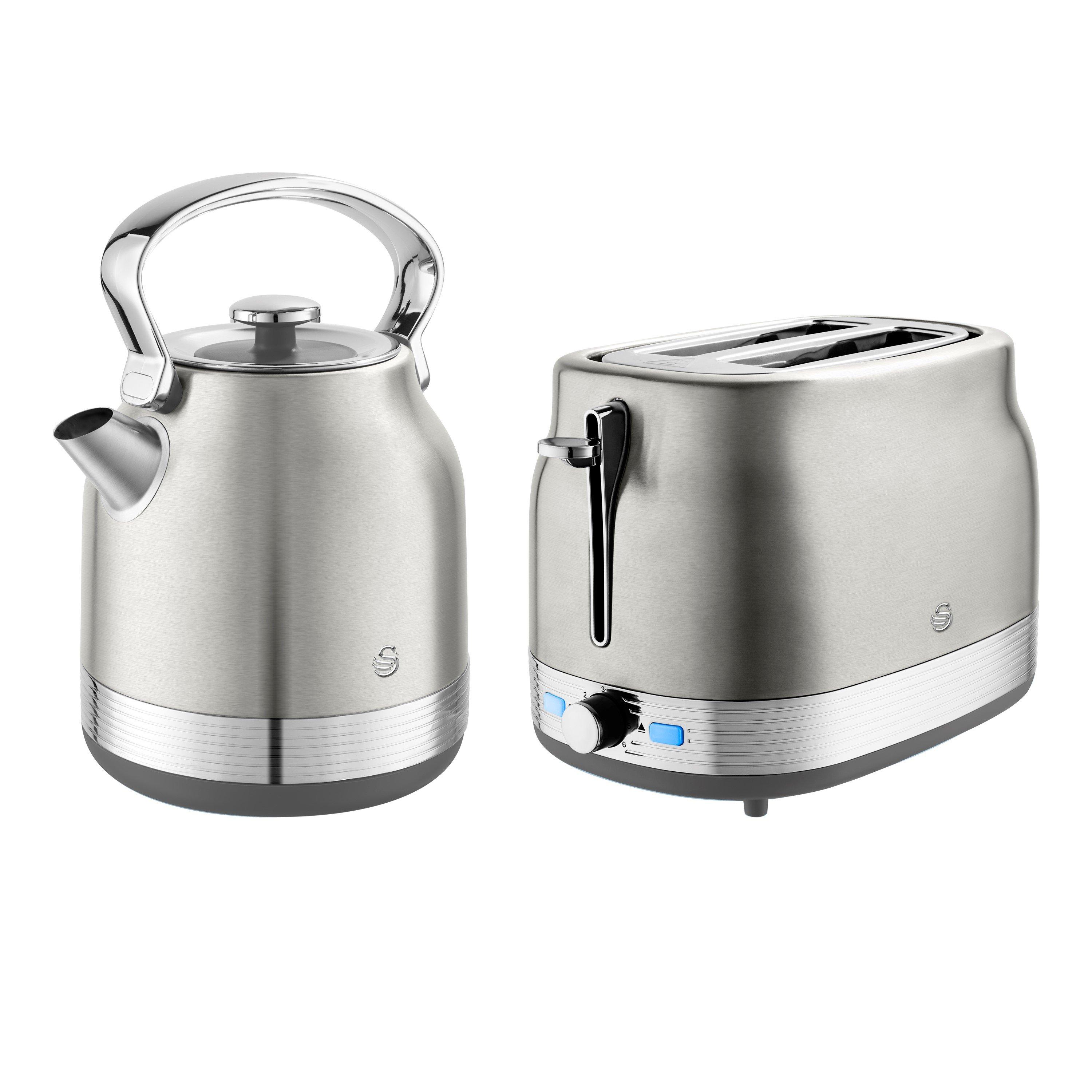 Stainless Steel - Swan - Swan Retro - Kettle & 2 Slice Toaster - Steel