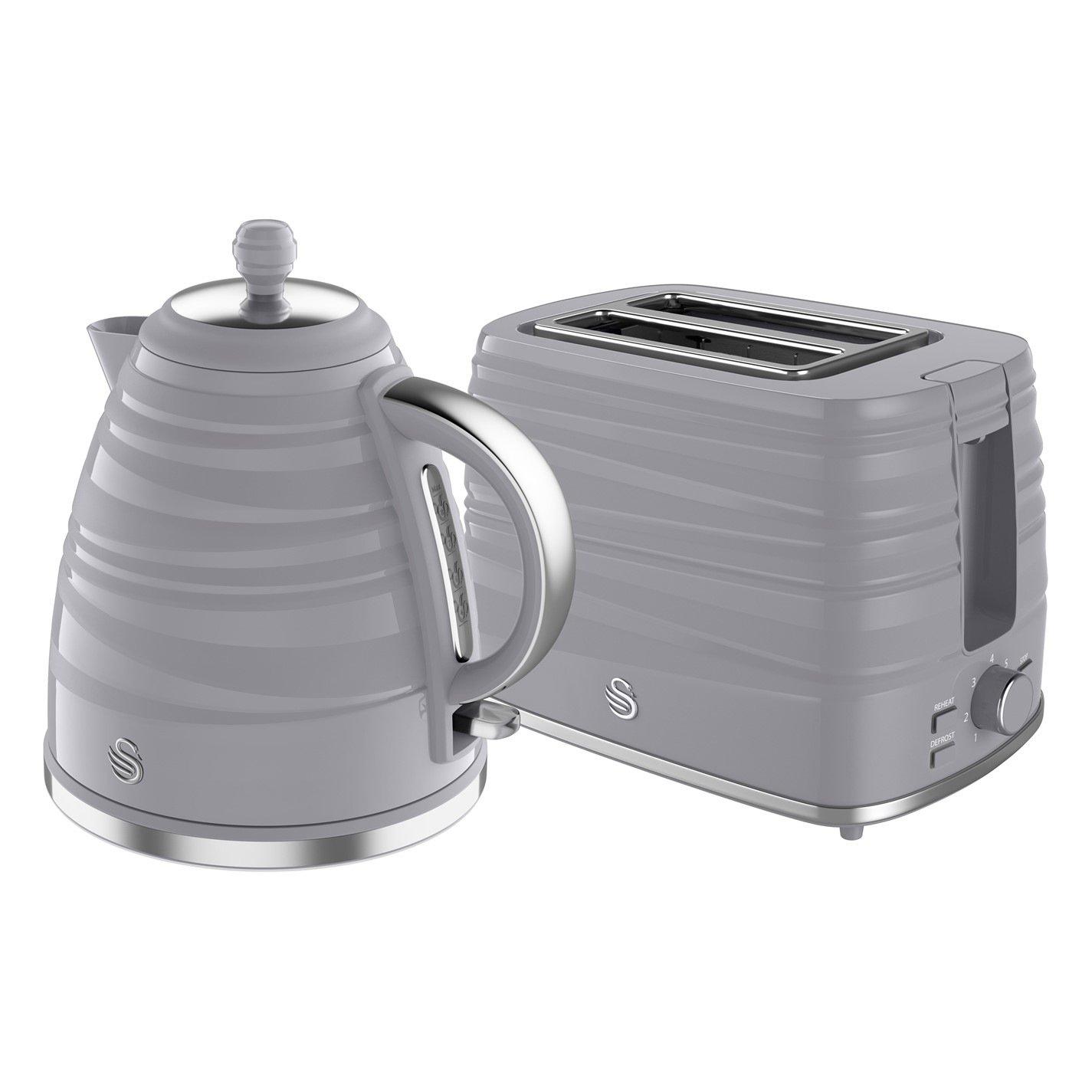 Grey - Swan - Symphony 1.7L Kettle and Toaster - 1