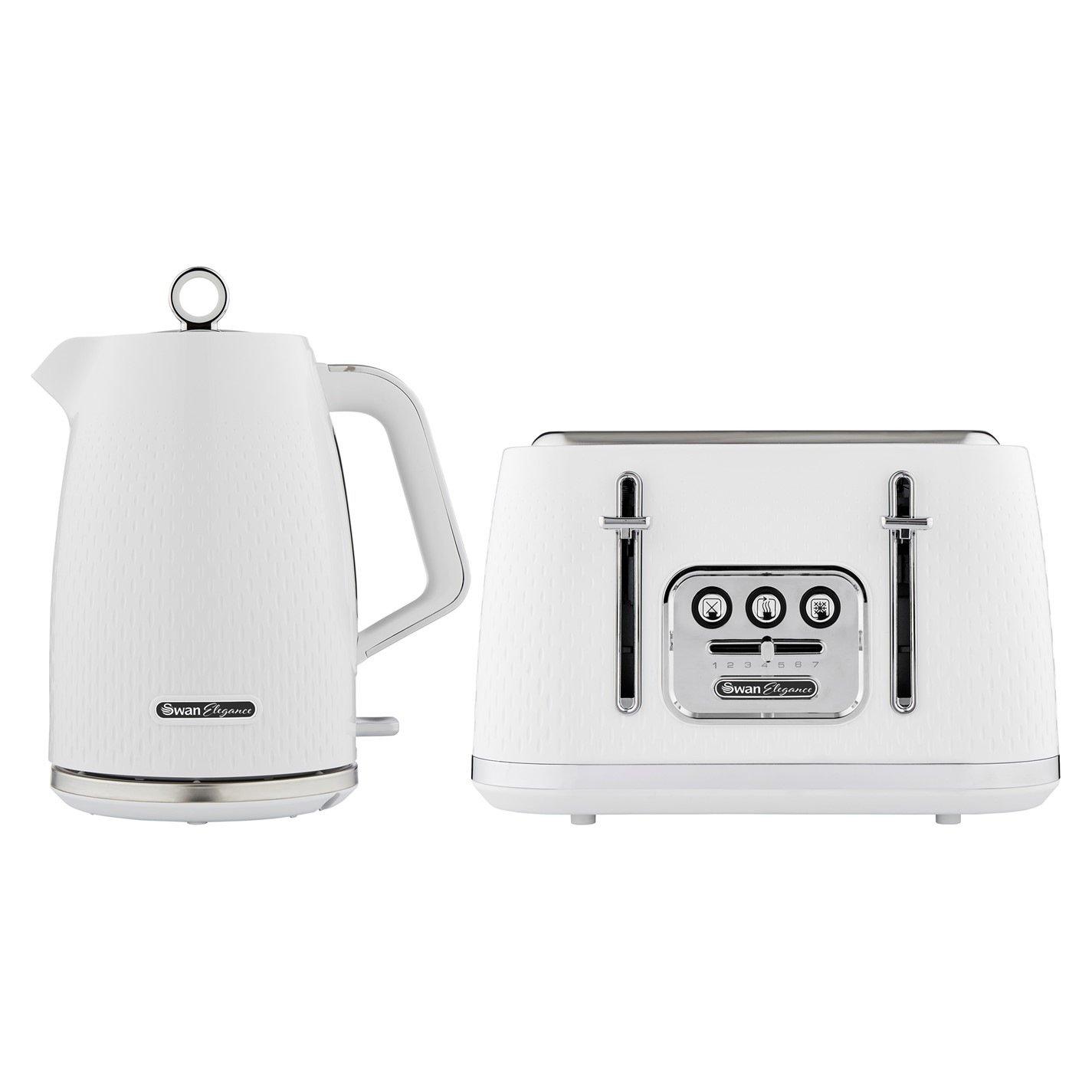 White - Swan - Swan Elegance - Kettle & 4 Slice Toaster - White