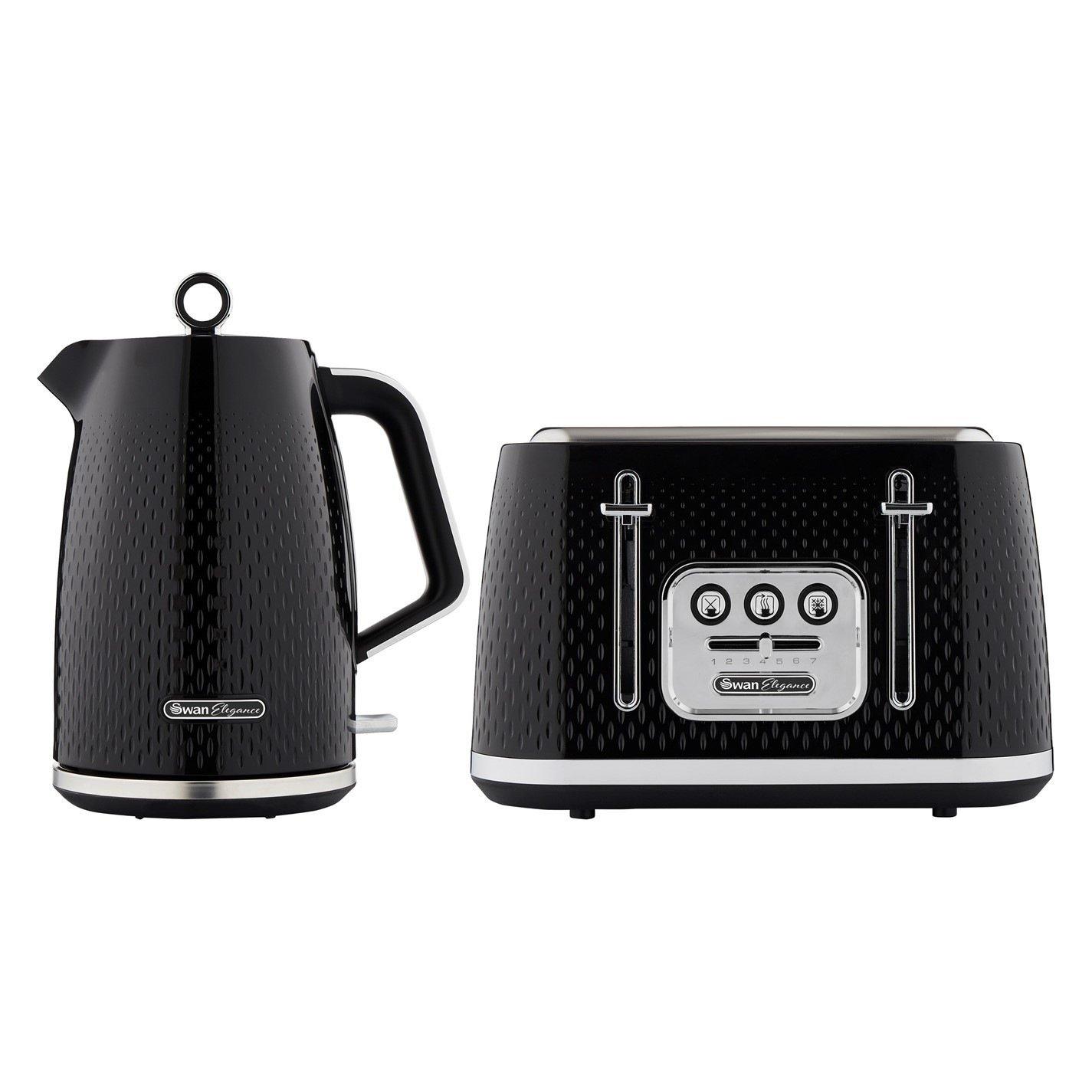 Black - Swan - Swan Elegance - Kettle & 4 Slice Toaster - Black - 1