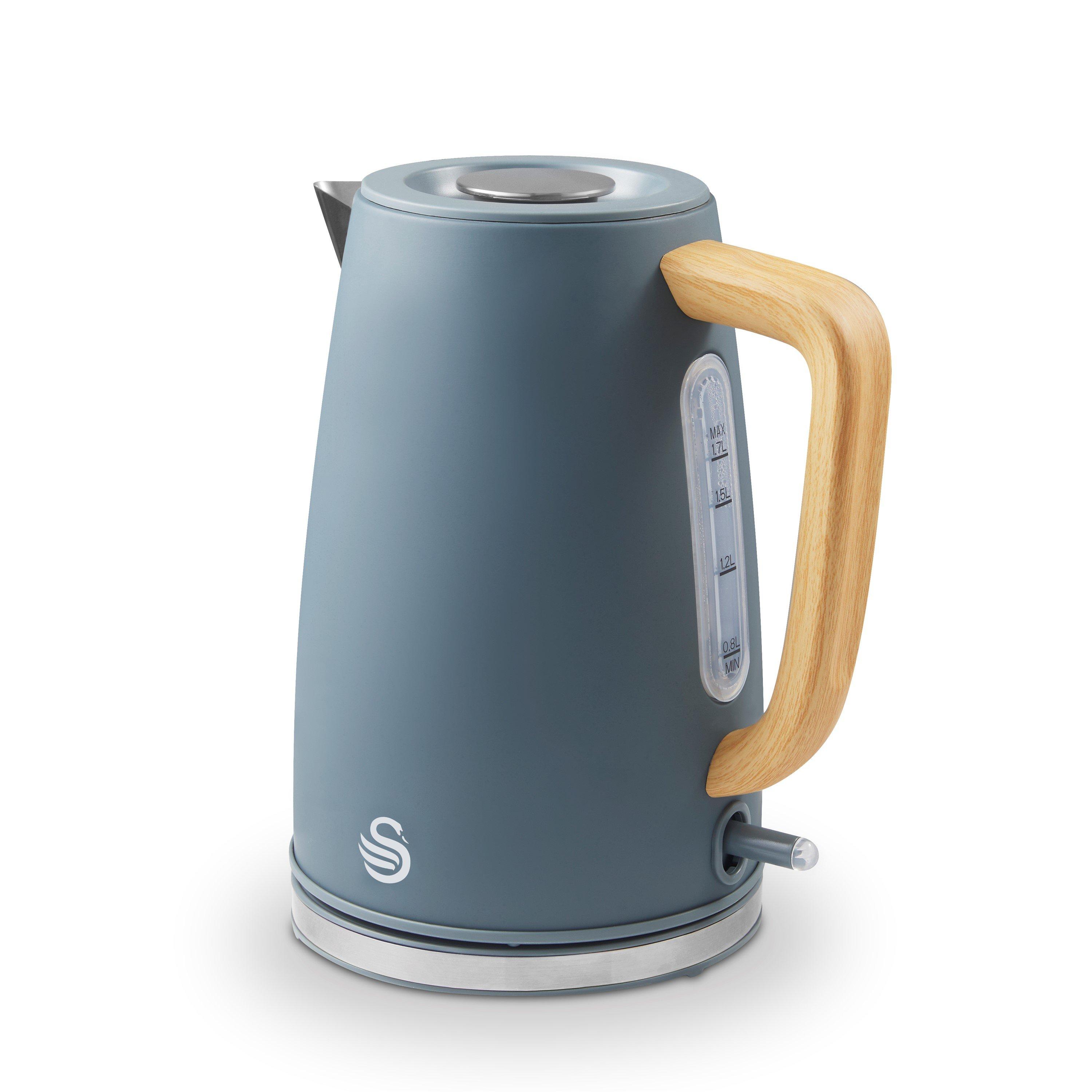 Grey + Wooden A - Swan - Fjord 1.7L Jug Kettle and 800W 2 Slice Toaster Gre - 2
