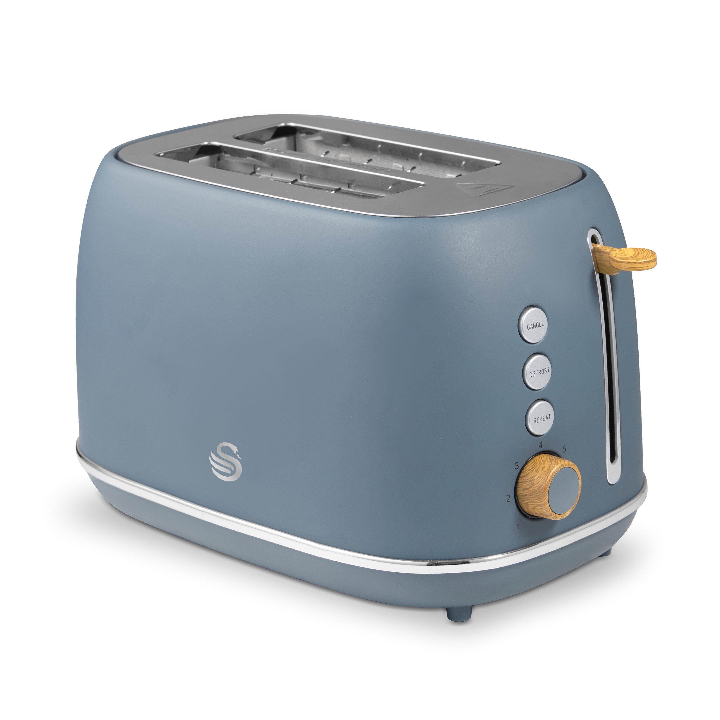 Grey + Wooden A - Swan - Fjord 1.7L Jug Kettle and 800W 2 Slice Toaster Gre - 3