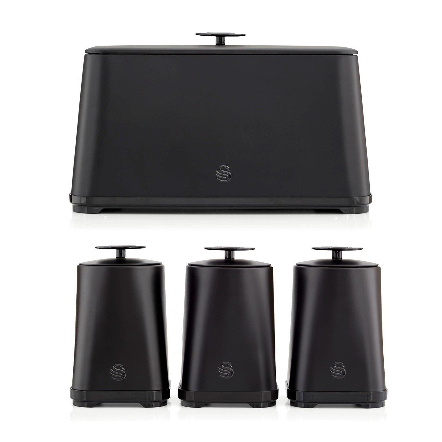 Black - Swan - Stealth Set of 3 Canisters and Bread bin - 2