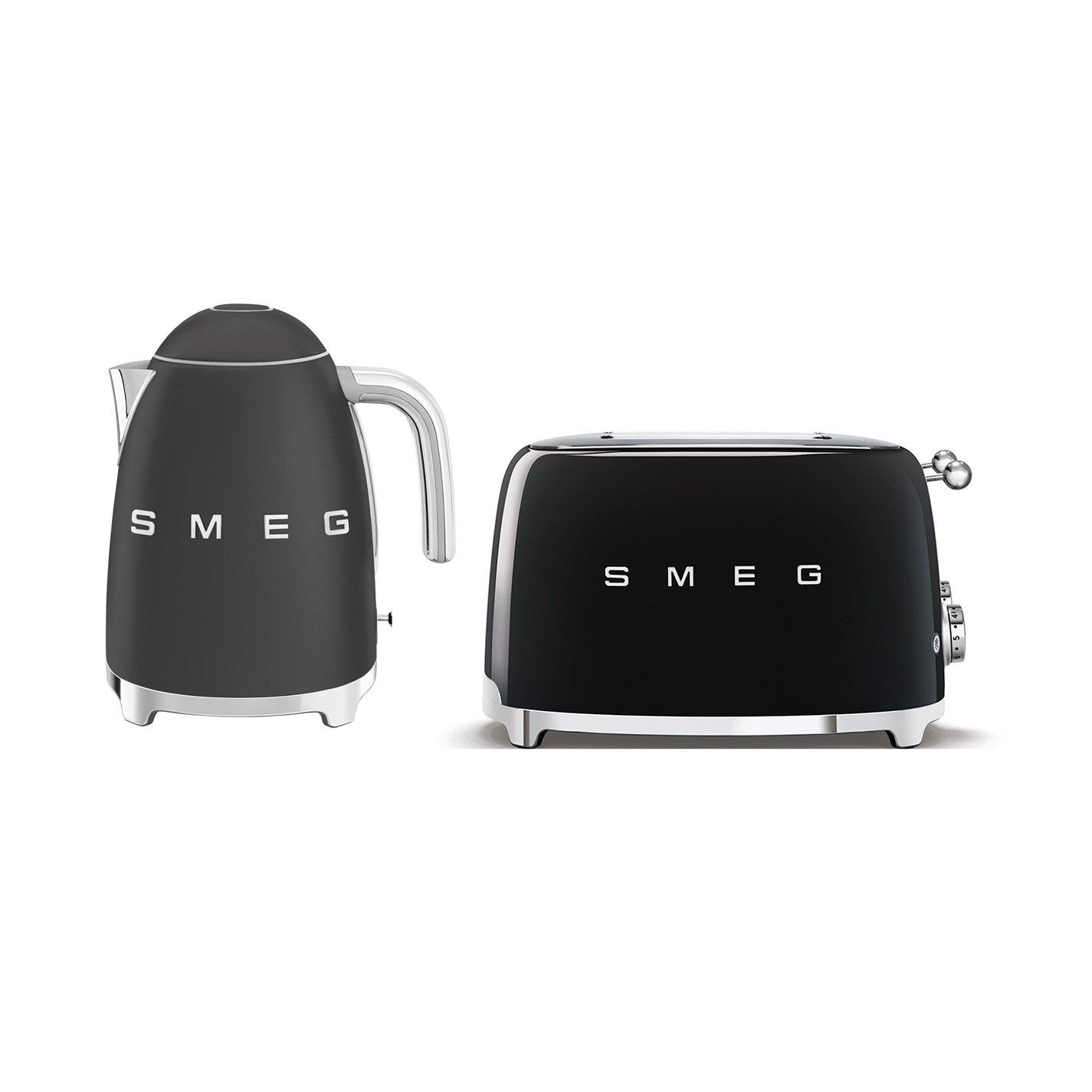 Black - Smeg - 50s Style Kettle and 4 Slice Toaster - 1