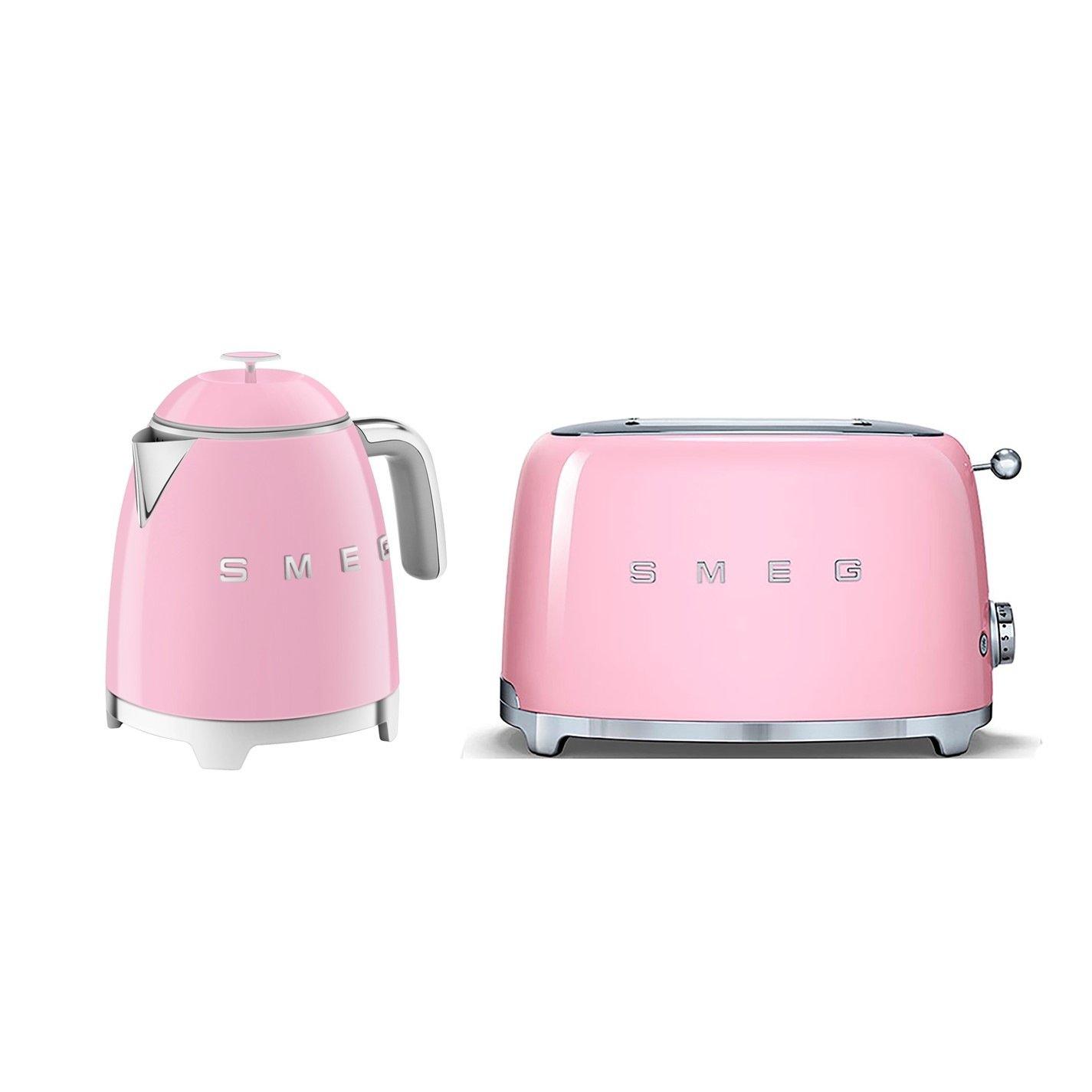 Pastel Pink - Smeg - 50s Style Mini Kettle and Toaster - 1