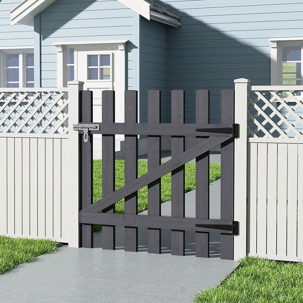 Breeins  Garden Wood Fence Gate With Latch - Grey - 90 x 150cm