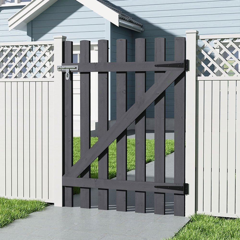 Grey - Breeins - 90cm H Garden Wood Fence Gate with Latch Brown - 2