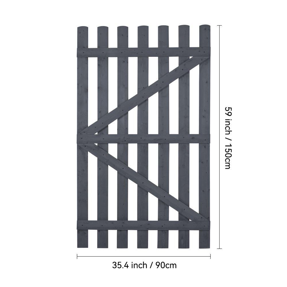 Grey - Breeins - 90cm H Garden Wood Fence Gate with Latch Brown - 7