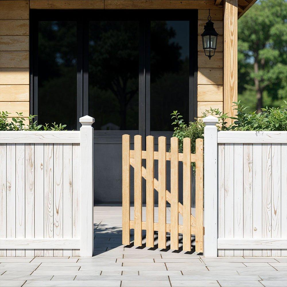 Breeins  Garden Wood Fence Gate With Latch - Brown - 90 x 90cm