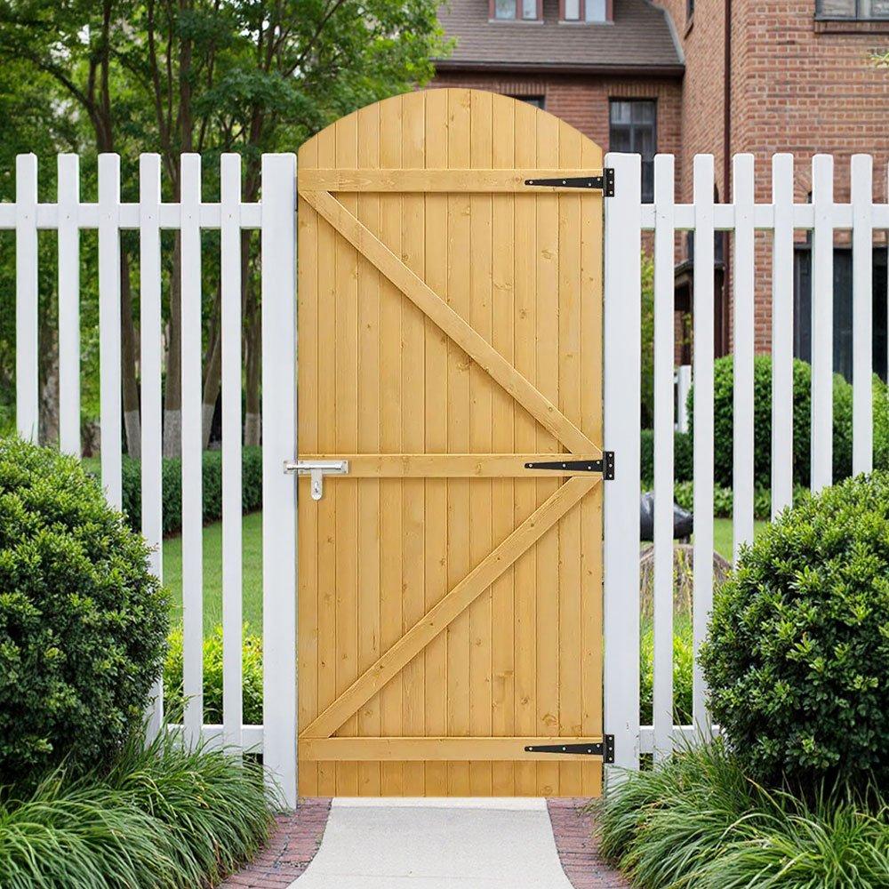 Breeins  Semi Braced Arch Top Strong Wooden Garden Gate - Brown - 90x210cm