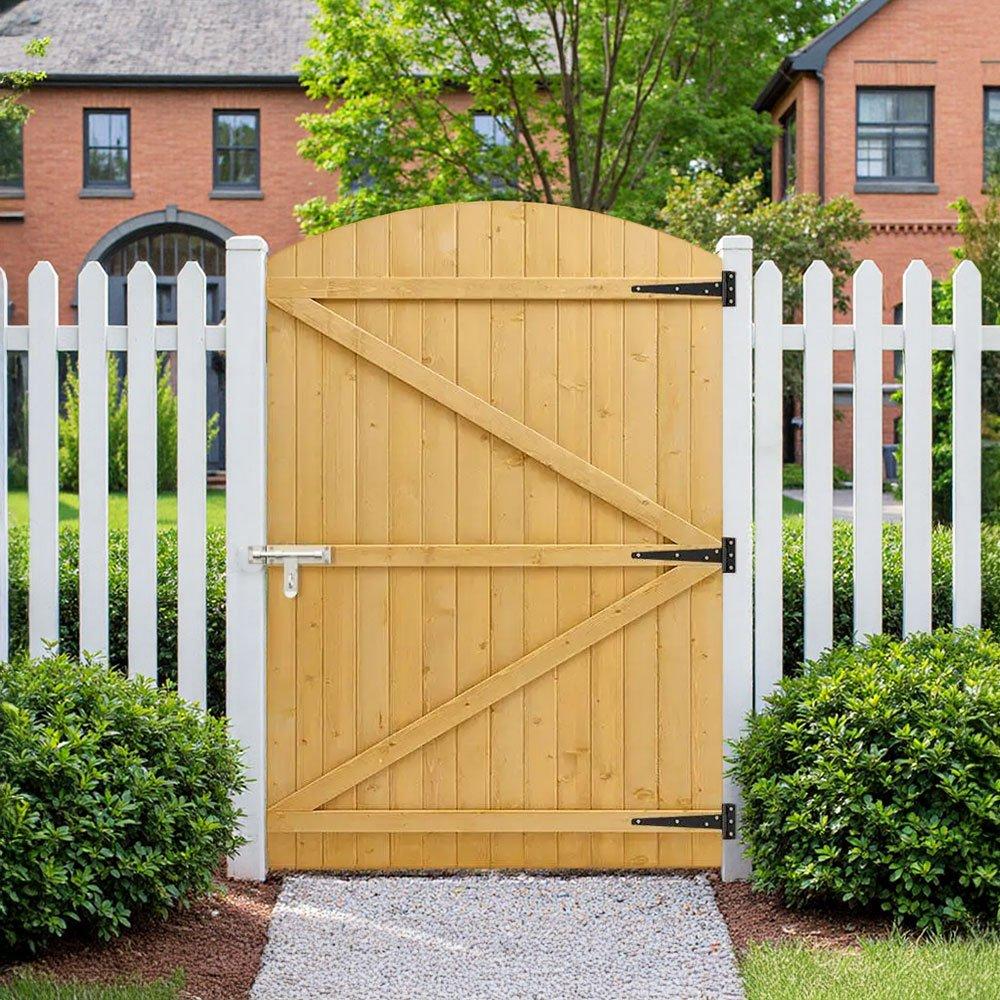 Brown - Breeins - Semi Braced Arch Top Strong Wooden Garden Gate - 2