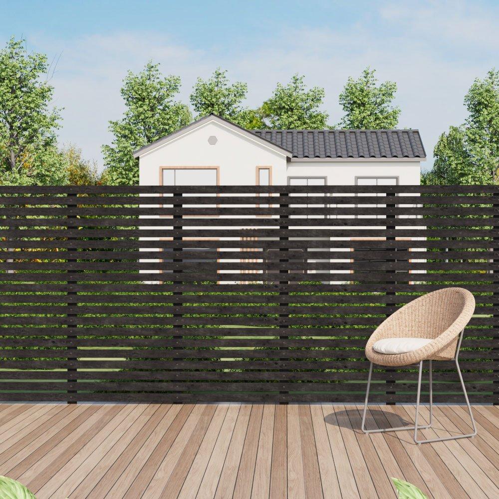 Breeins  180Cm Wide Garden Privacy Wood Fence - Grey - 90cm H