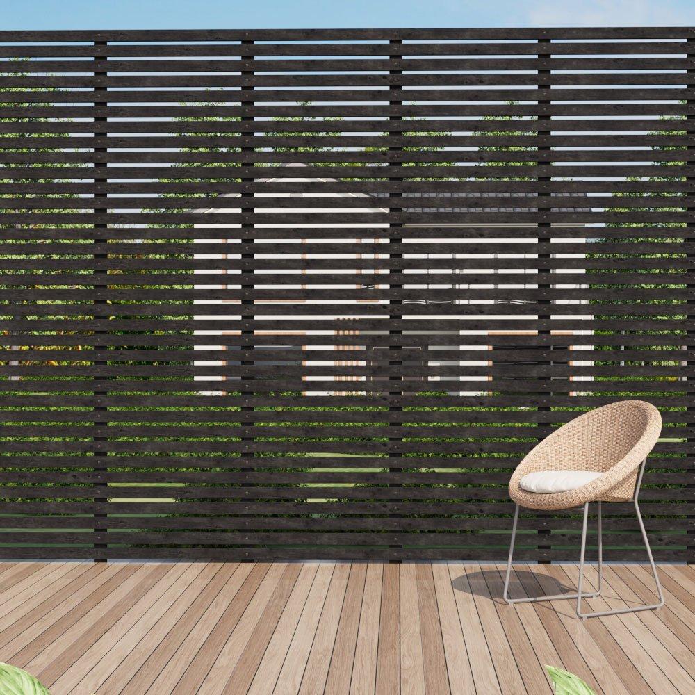 Grey - Breeins - 180cm Wide Garden Privacy Wood Fence - 2