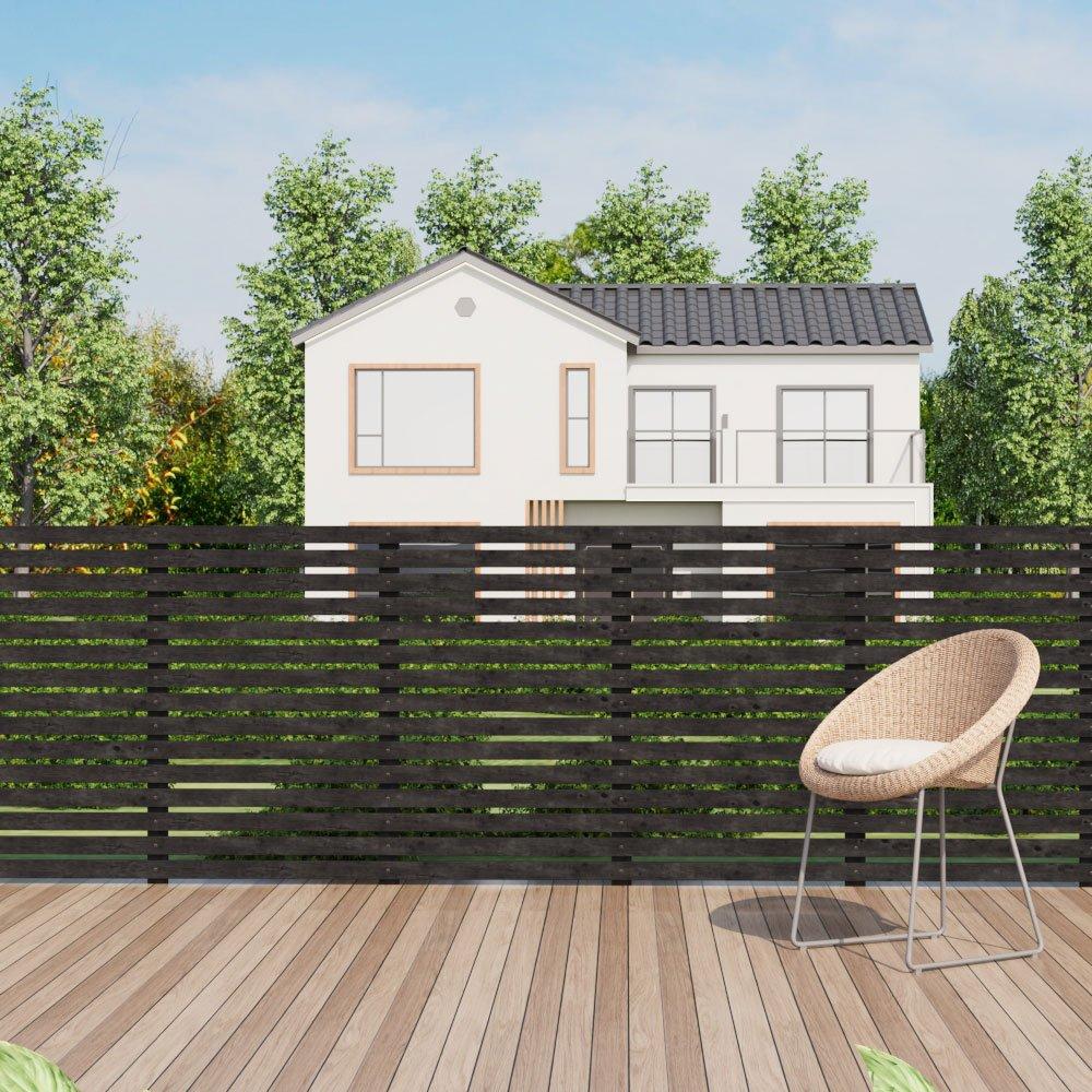 Grey - Breeins - 180cm Wide Garden Privacy Wood Fence - 3