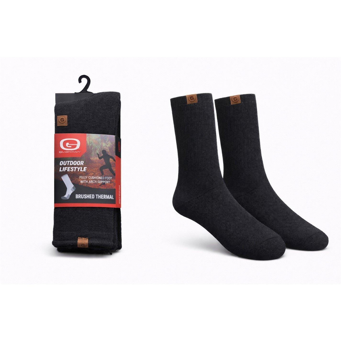 Black - Gaurdian - Mens Brushed Thermal Cushioned Sock - 2