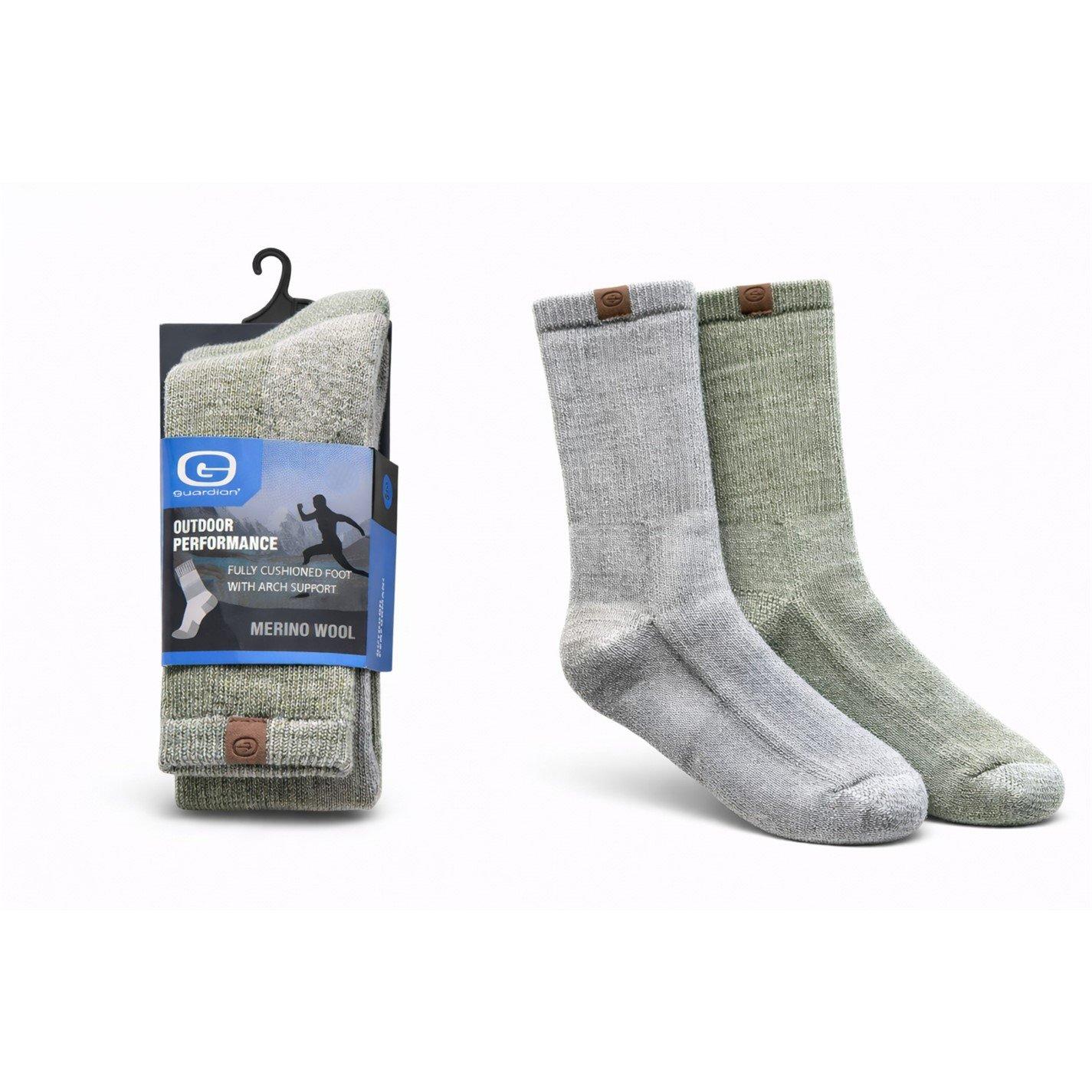 Grey/Green - Gaurdian - Mens Merinowool Rich Cushioned Socks - 2