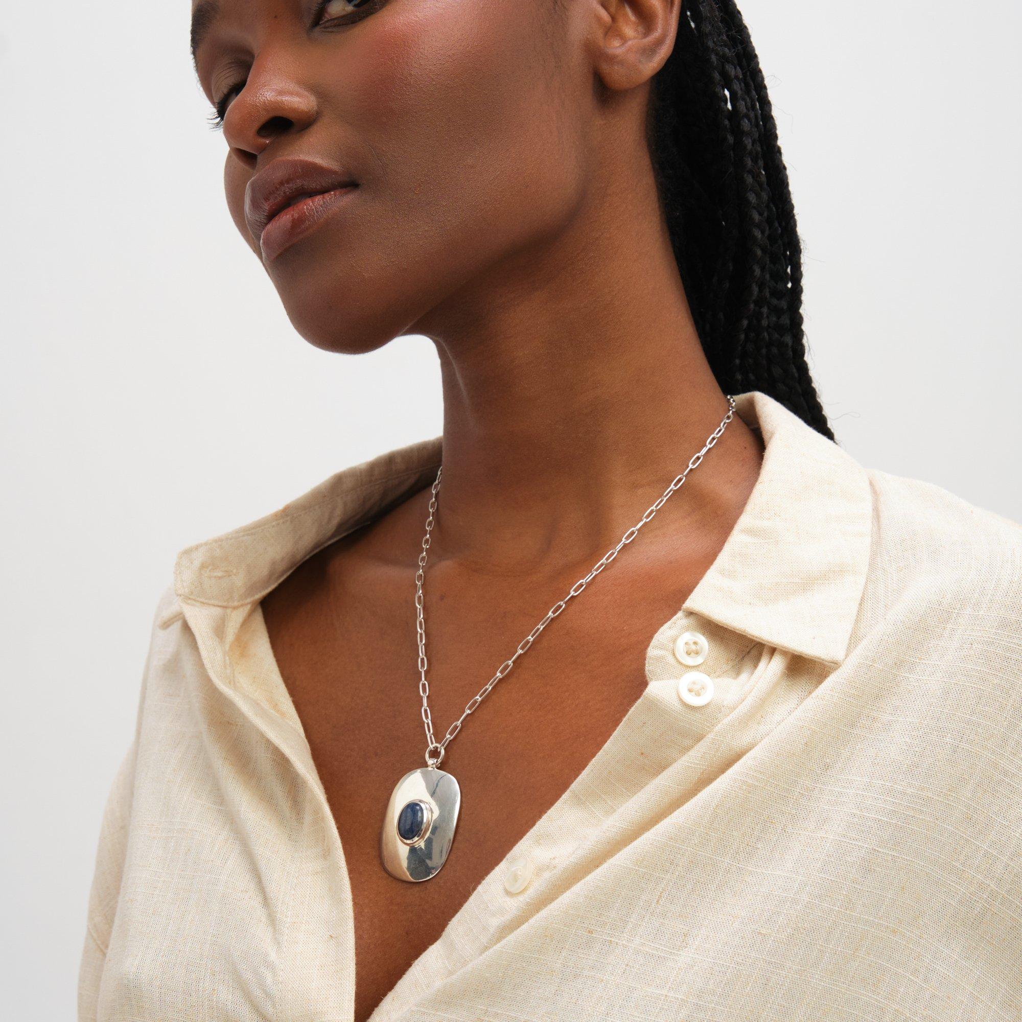 Silver - Inicio - Silver Plated Turquoise Pendant - Gift Pouch - 3