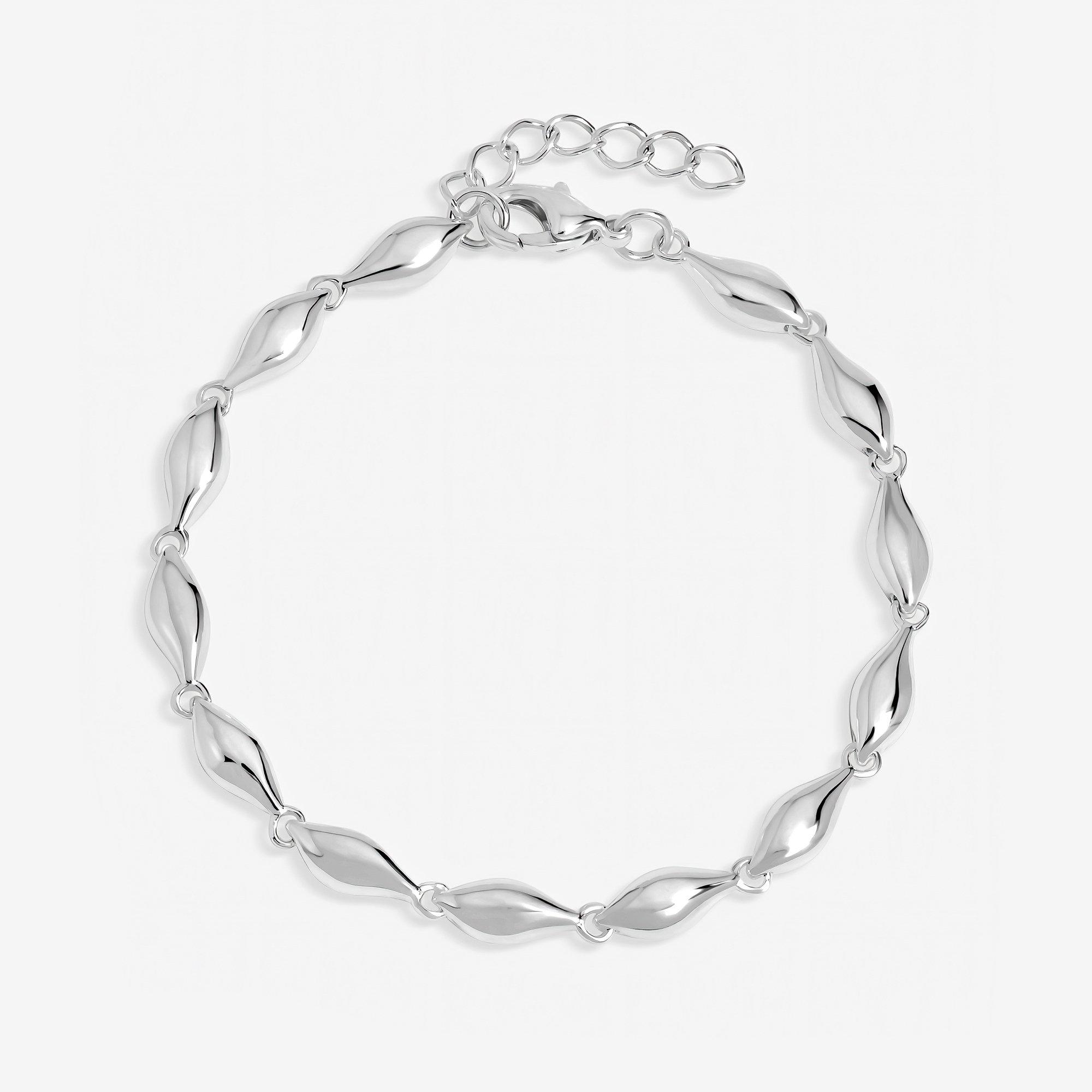 Silver - Inicio - Sterling Silver Plated Wave Bracelet - Gift Pouch