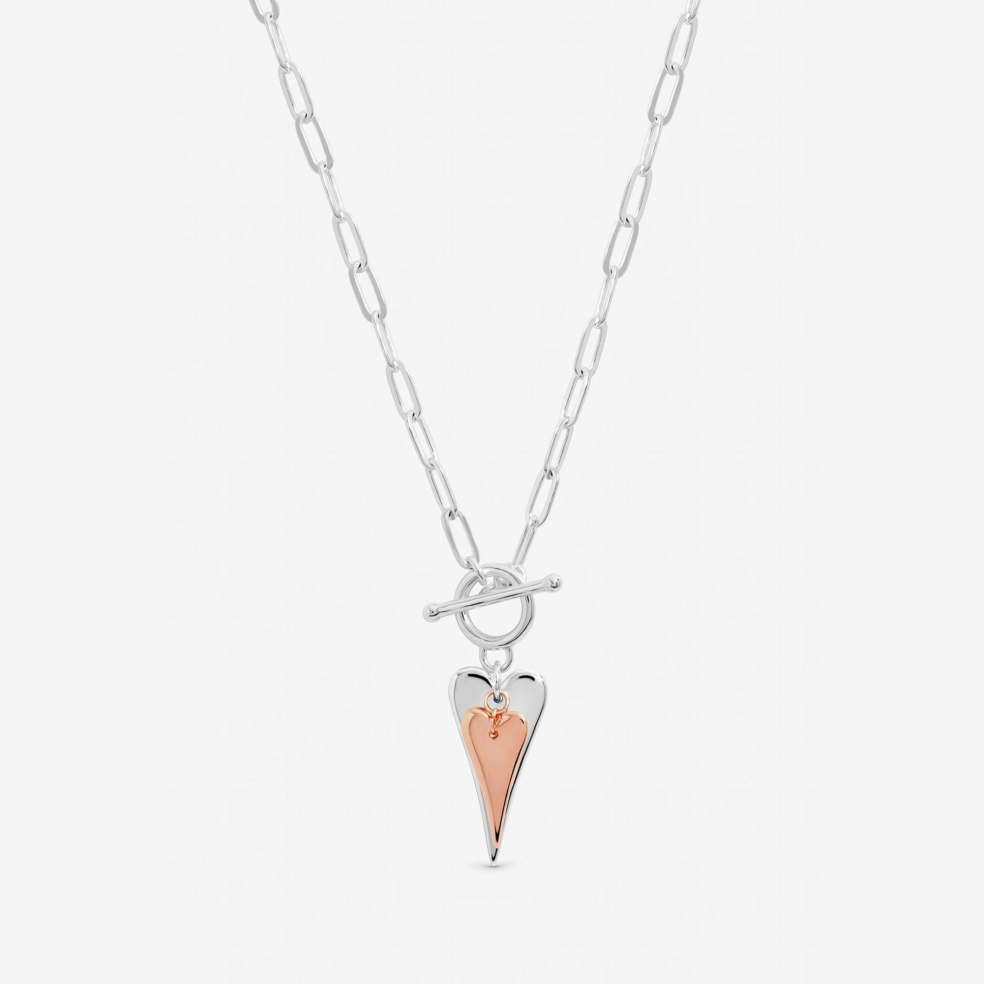 Silver - Inicio - Sterling Silver Plated Heart Necklace - Gift Pouch - 1