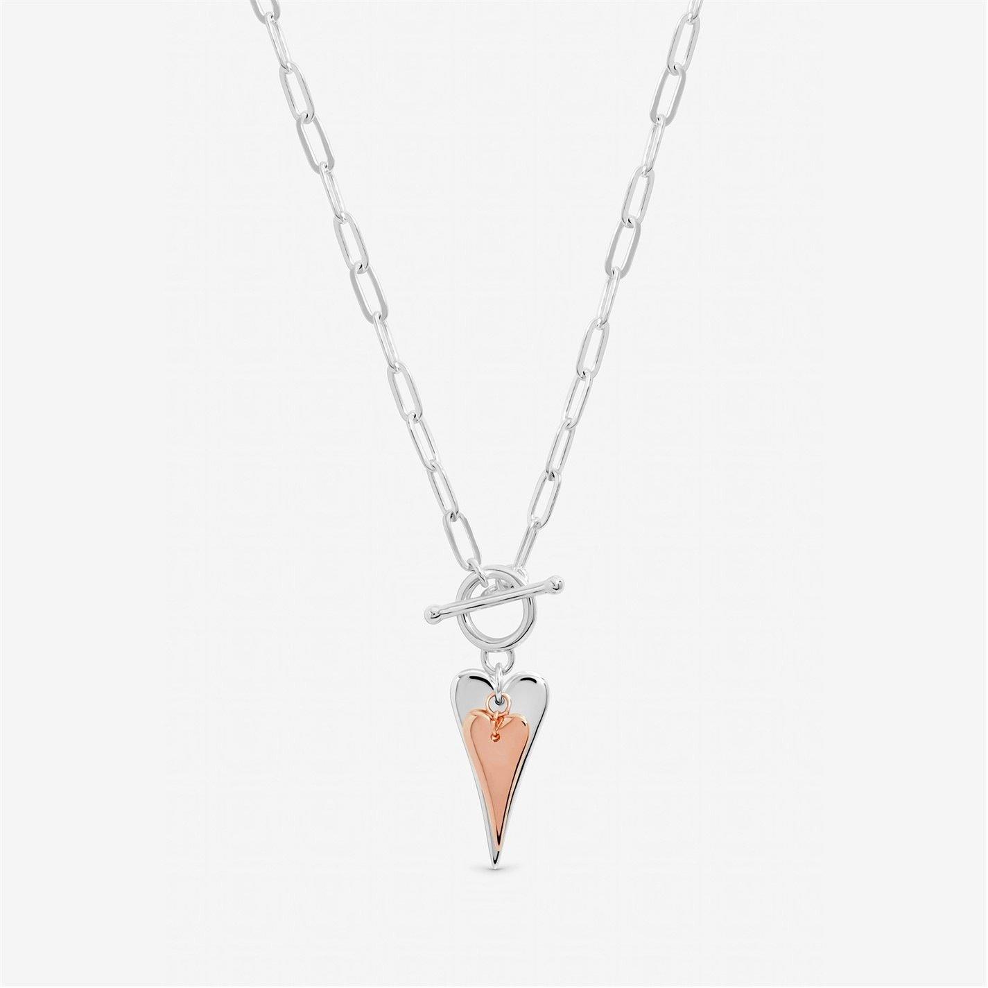 Inicio Women's Sterling Plated Heart Necklace - Gift Pouch Silver