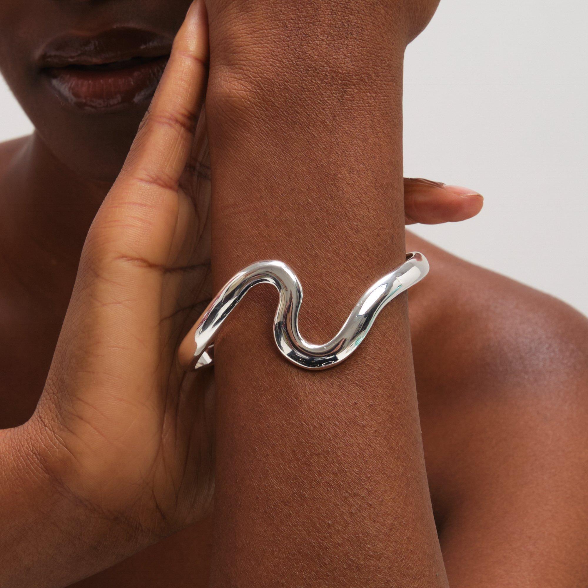 Silver - Jon Richard - Silver Plated Polished Swirl Bangle - 3