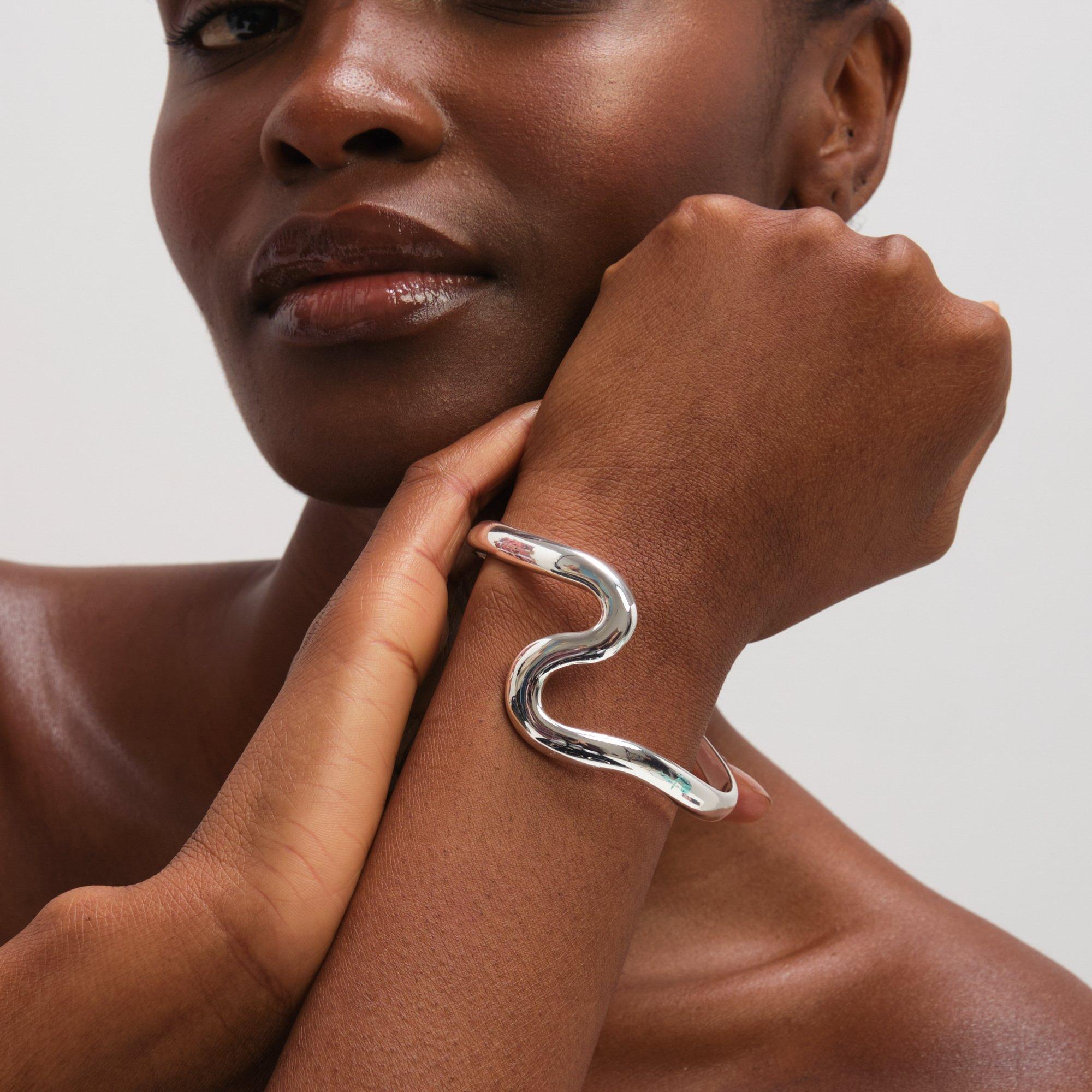 Silver - Jon Richard - Silver Plated Polished Swirl Bangle - 4