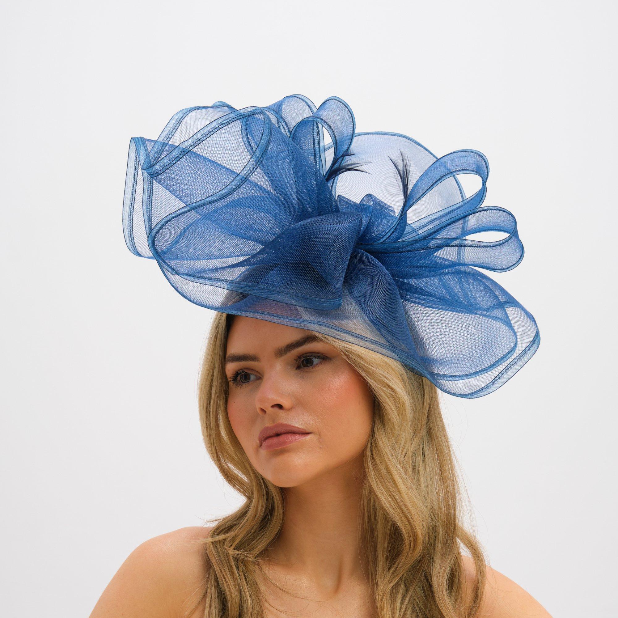Blue - Jon Richard - Navy Large Hat Fascinator - 2