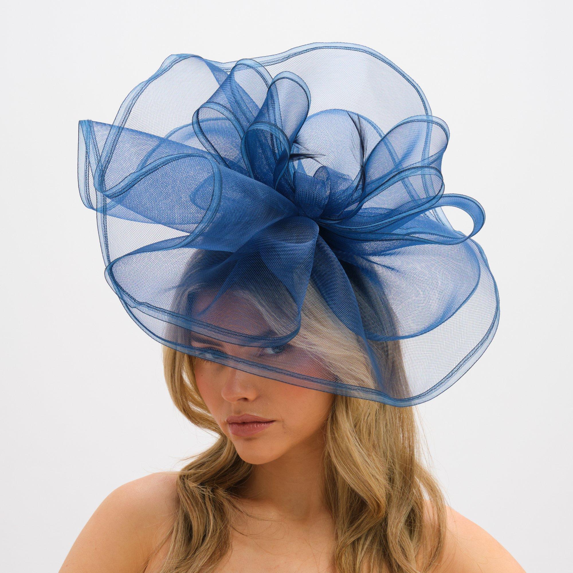 Blue - Jon Richard - Navy Large Hat Fascinator - 3