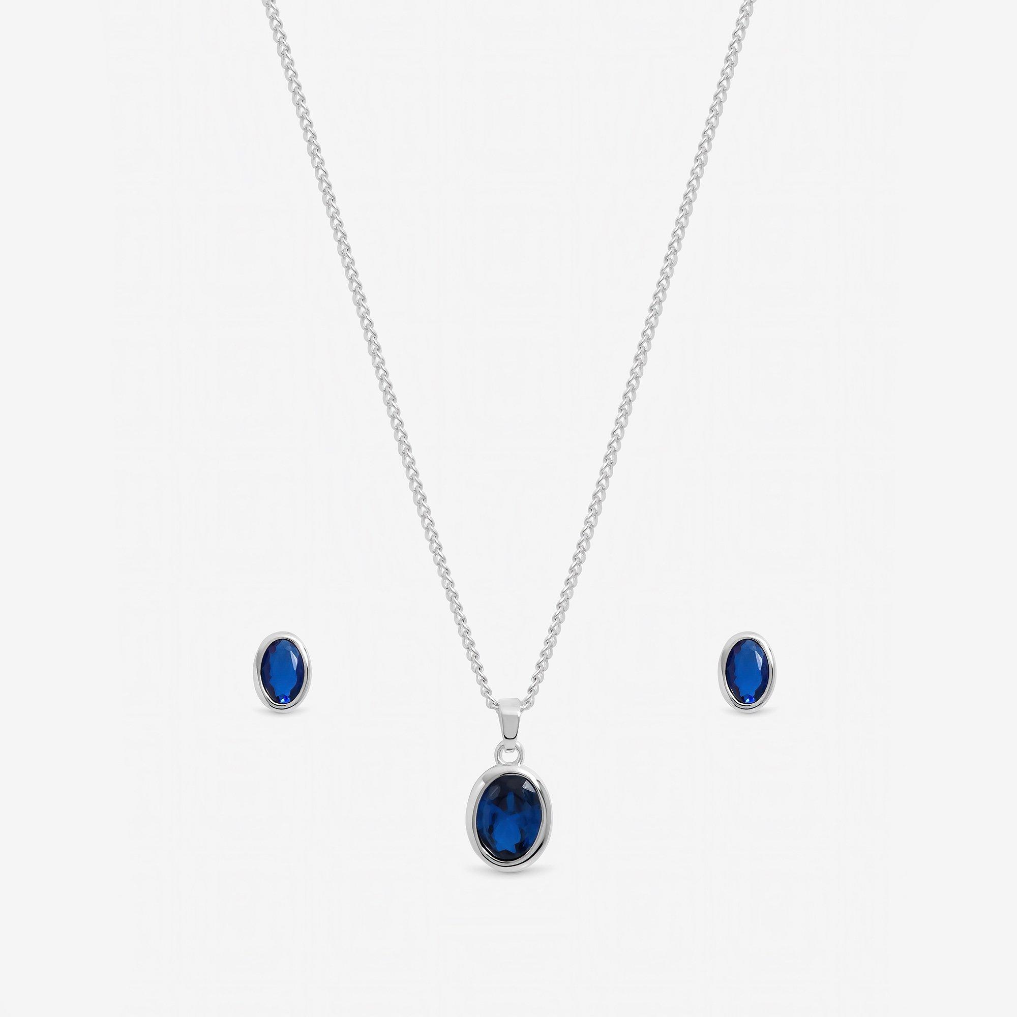 Silver - Inicio - Sterling Silver Plated Oval Bezel Set - Gift Box - 2