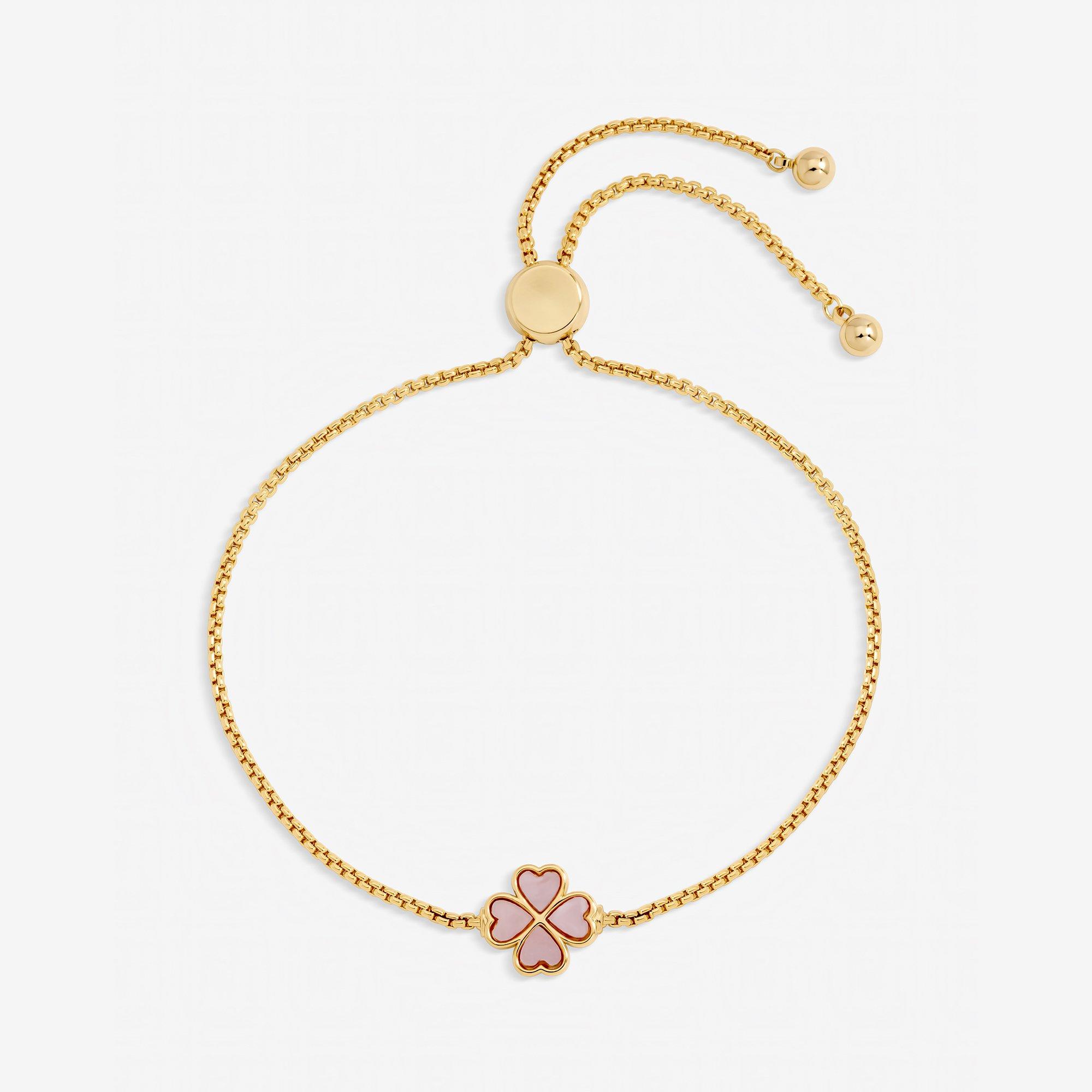 Gold - Jon Richard - Gold Plated Pink Heart Clover Toggle Bracelet - 1