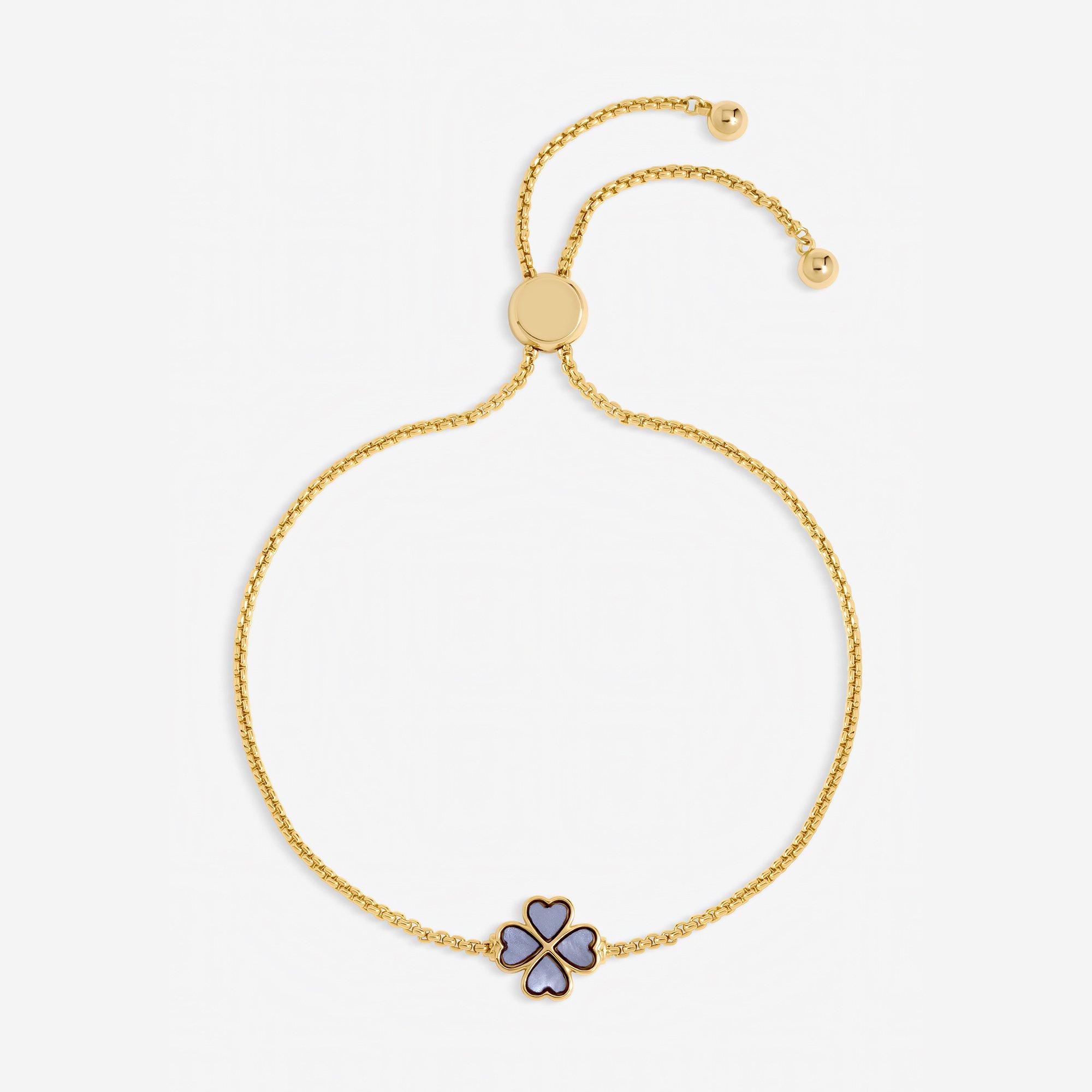 Gold - Jon Richard - Gold Plated Lilac Enamel Heart Clover Bracelet - 1