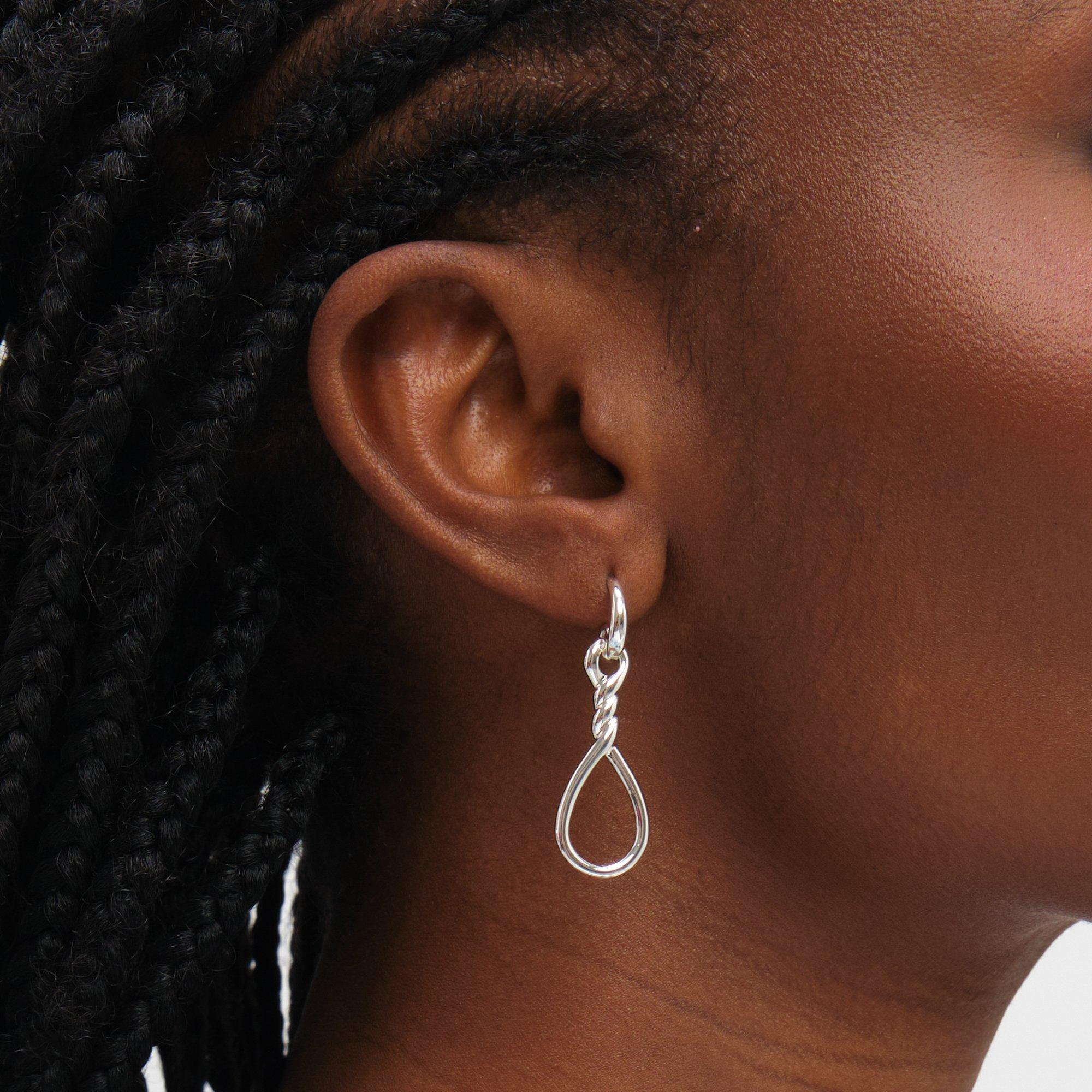 Silver - Inicio - Sterling Silver Plated Polished Infinity Earrings - 2