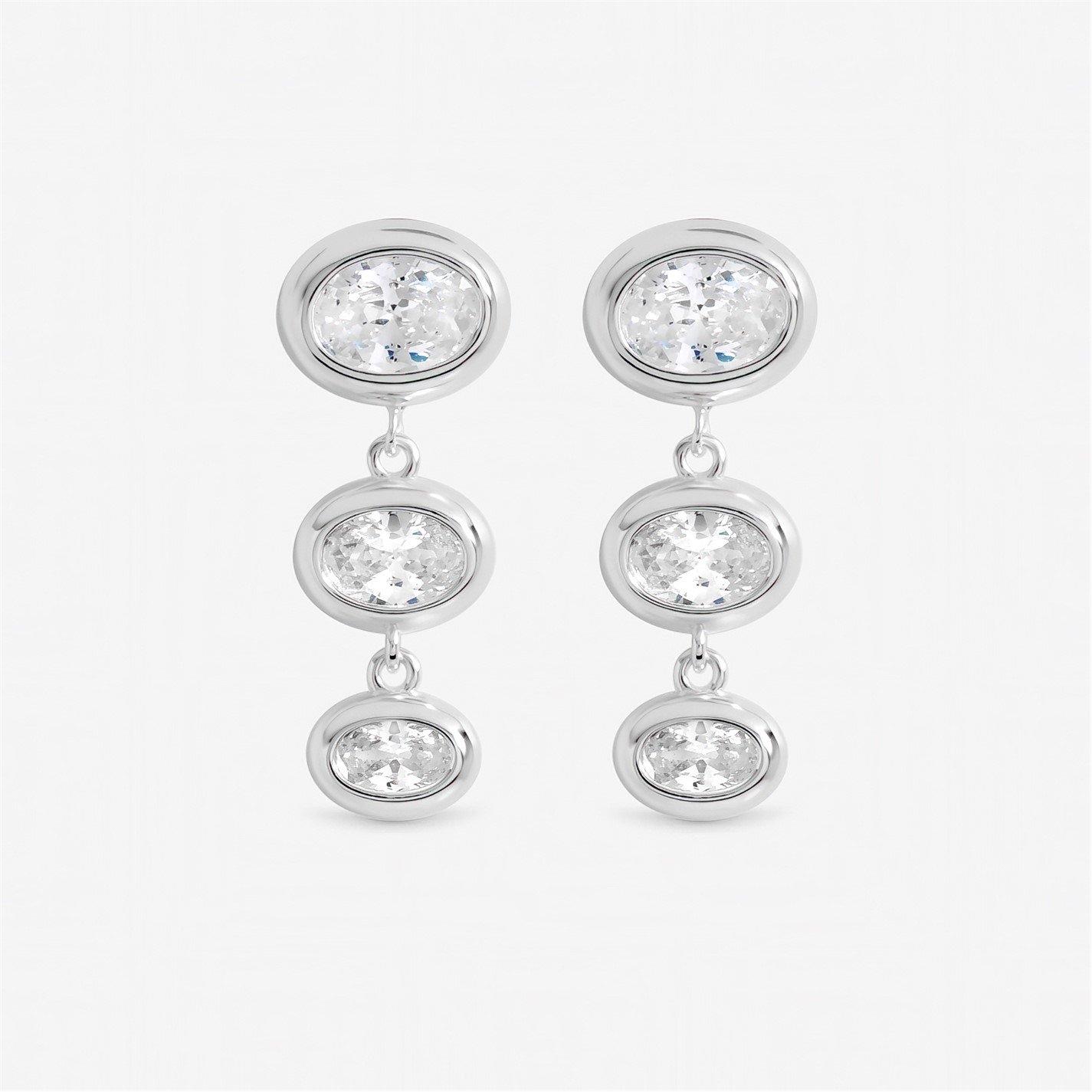 Inicio Women's Sterling Plated Bezel Earrings Silver