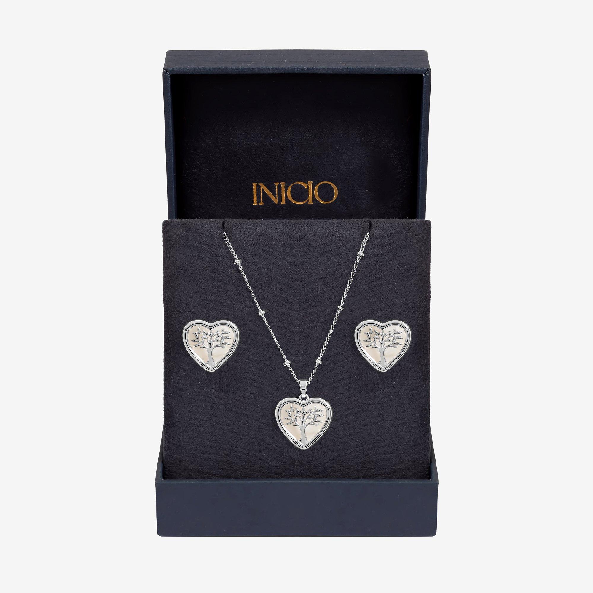 Silver - Inicio - Sterling Silver Plated Tree Of Love Set - Gift Box - 1
