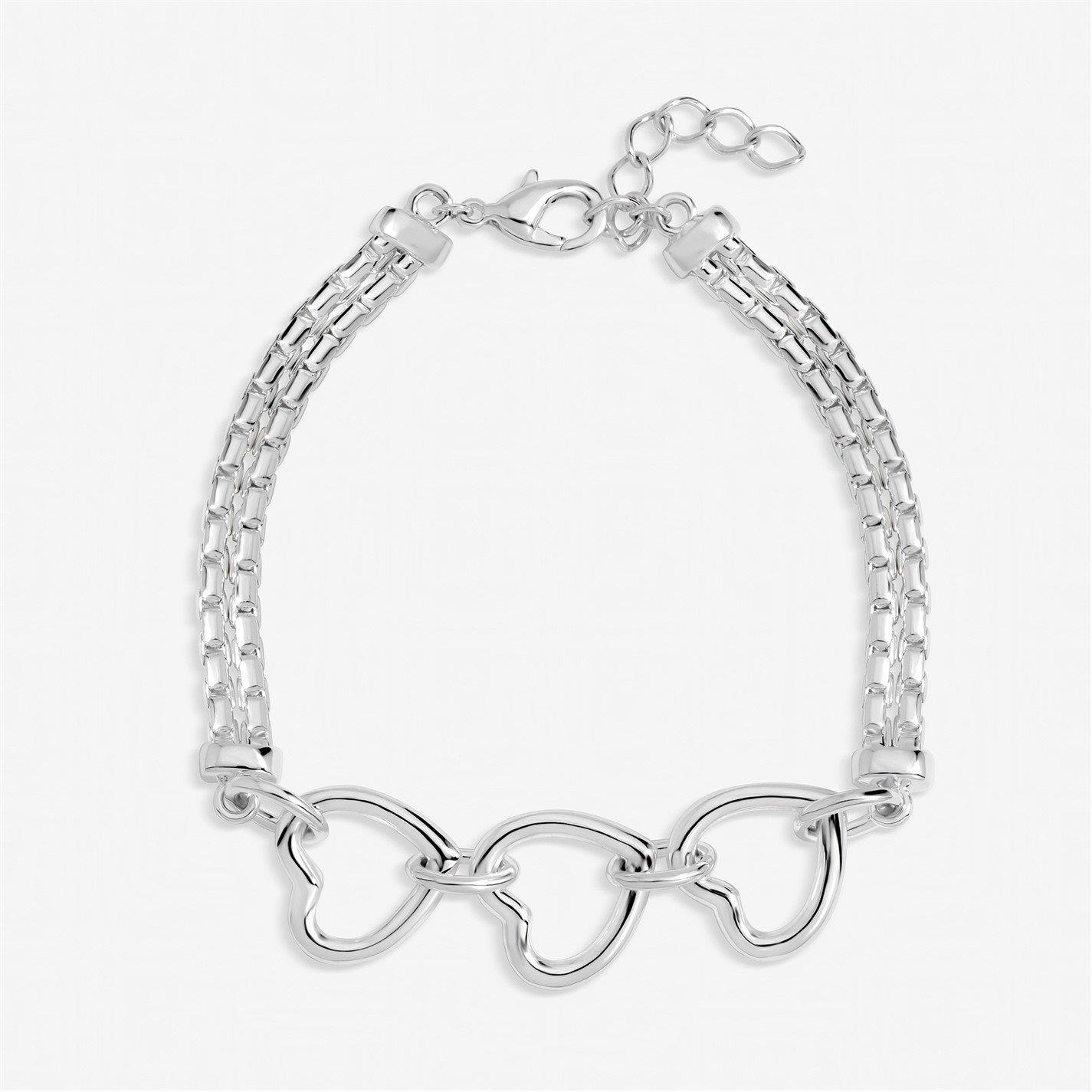 Inicio Women's Sterling Plated Heart Bracelet - Gift Pouch Silver