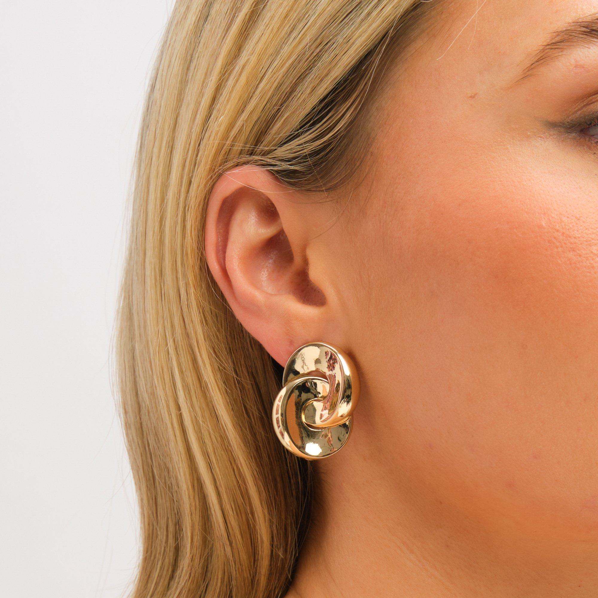 Gold - Mood - Gold Plated Knotted Earrings - 2