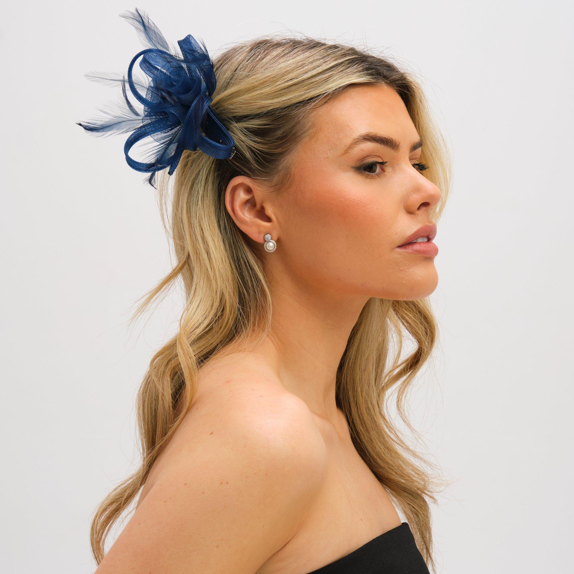 Blue - Jon Richard - Navy Small Clip Fascinator - 2