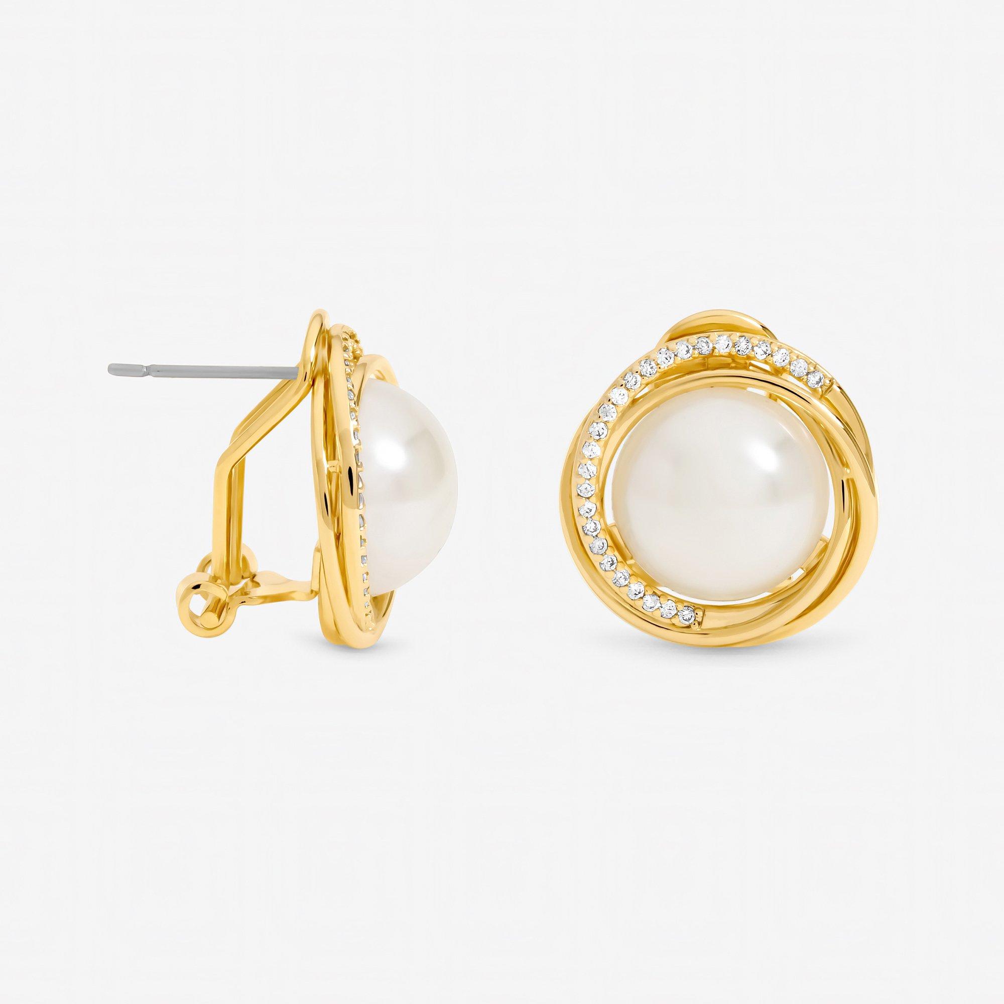 Jon Richard Gold Plated Crystal Halo and Pearl Clip Earrings
