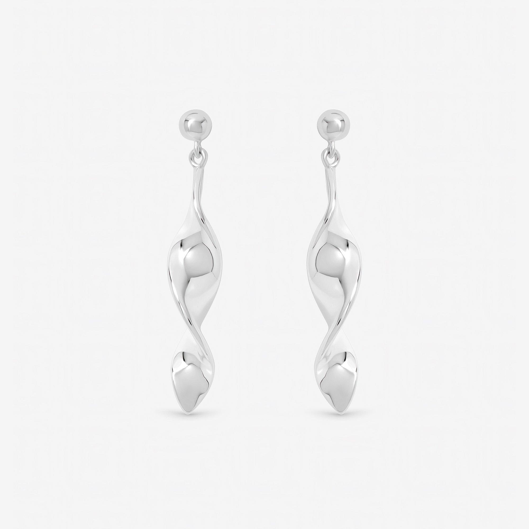 Silver - Inicio - Sterling Silver Plated Twist Drop Earrings - 1