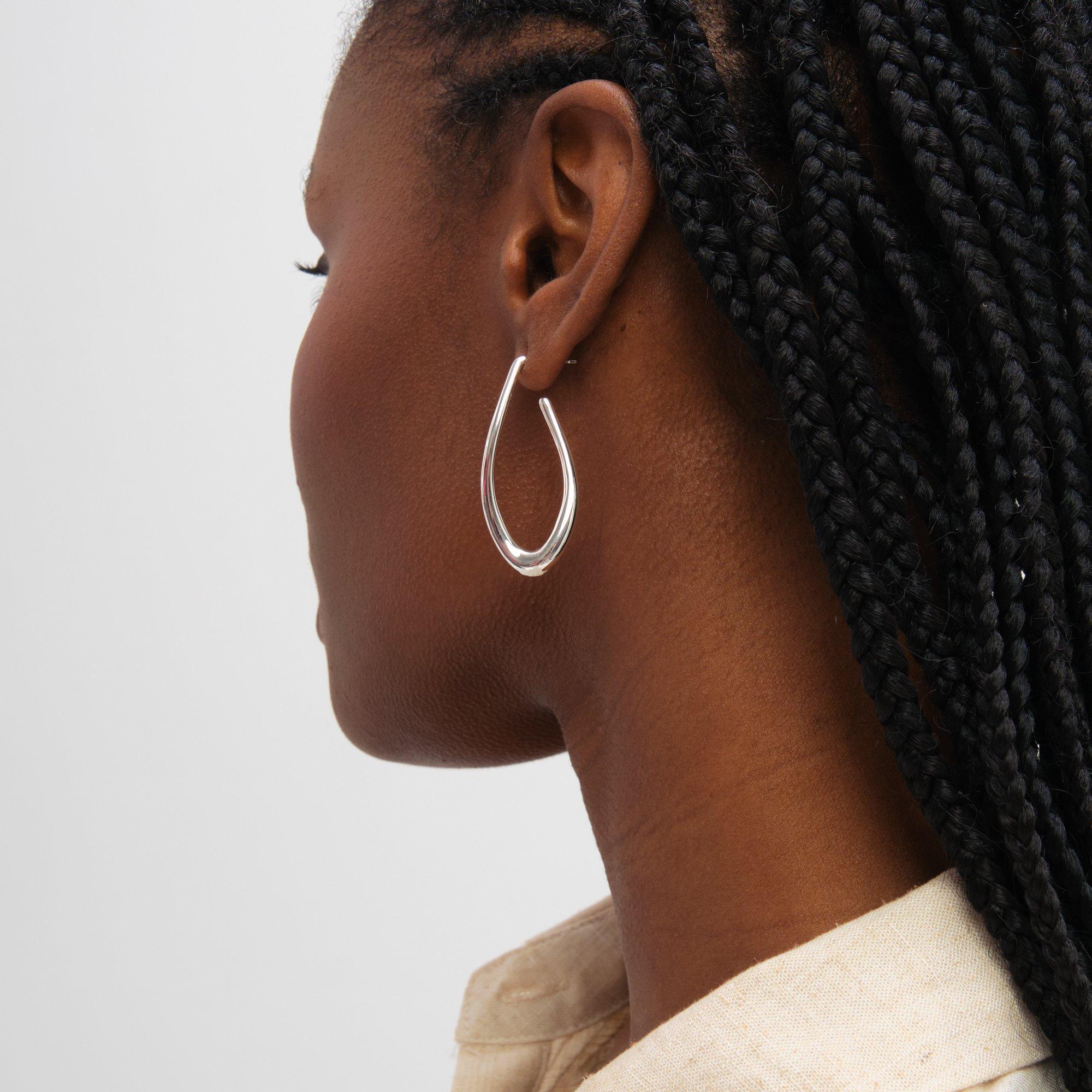 Silver - Inicio - Sterling Silver Plated Large Polished Hoops - 2