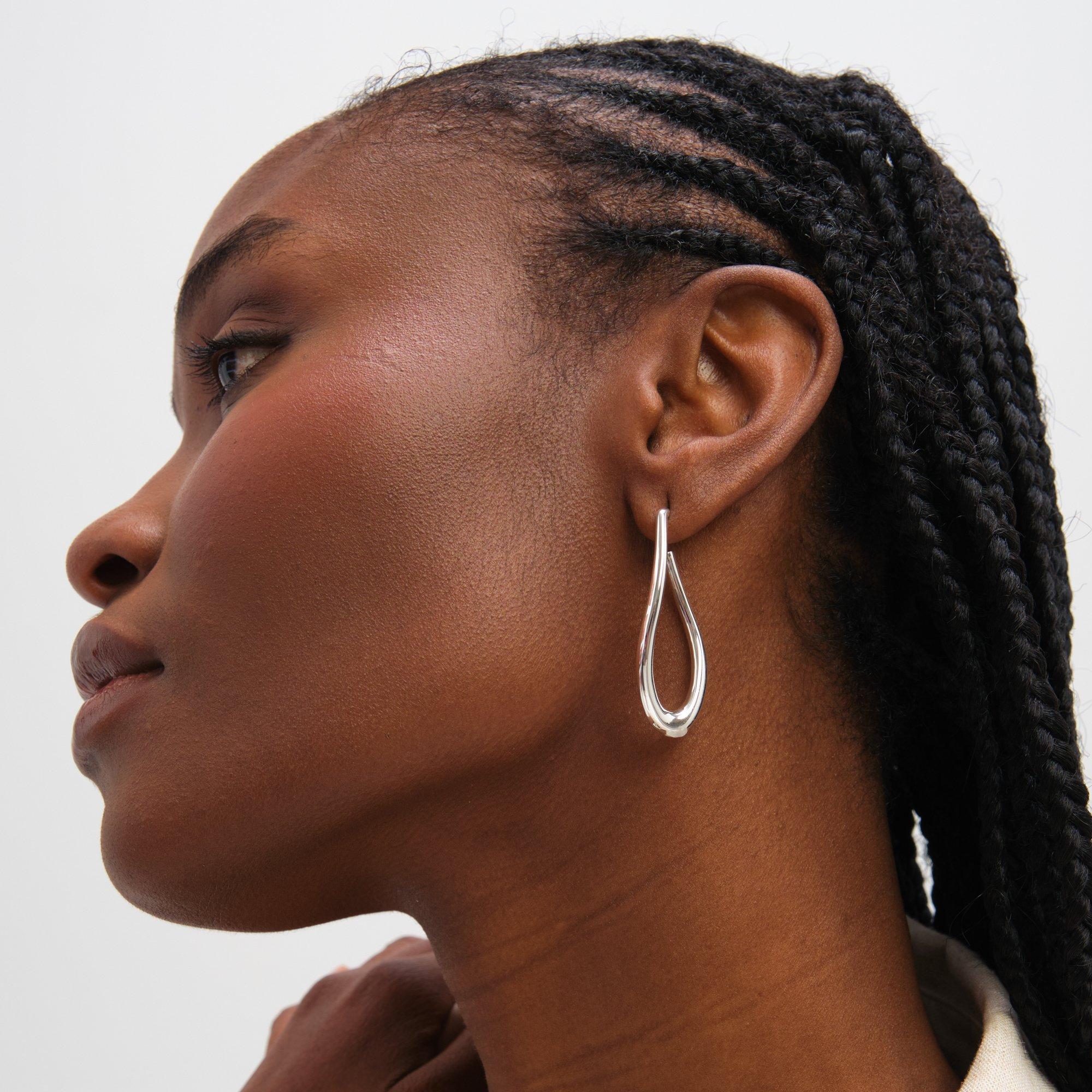 Silver - Inicio - Sterling Silver Plated Large Polished Hoops - 3