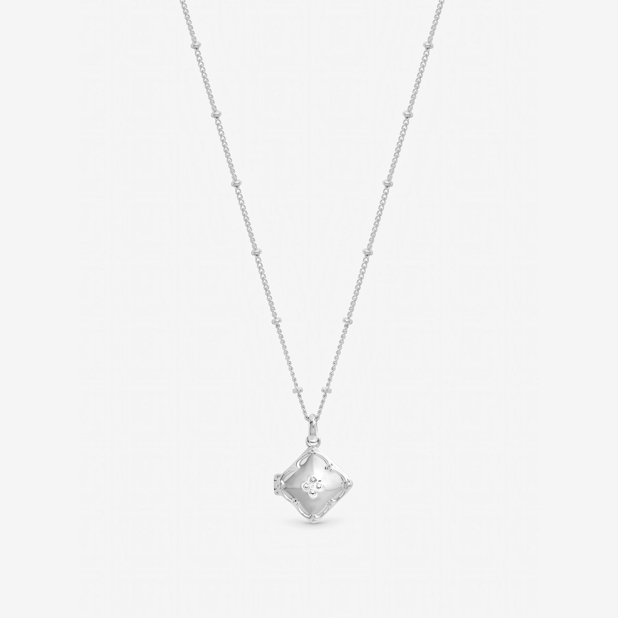 Silver - Inicio - Sterling Silver Plated Clover Locket - Gift Pouch - 2