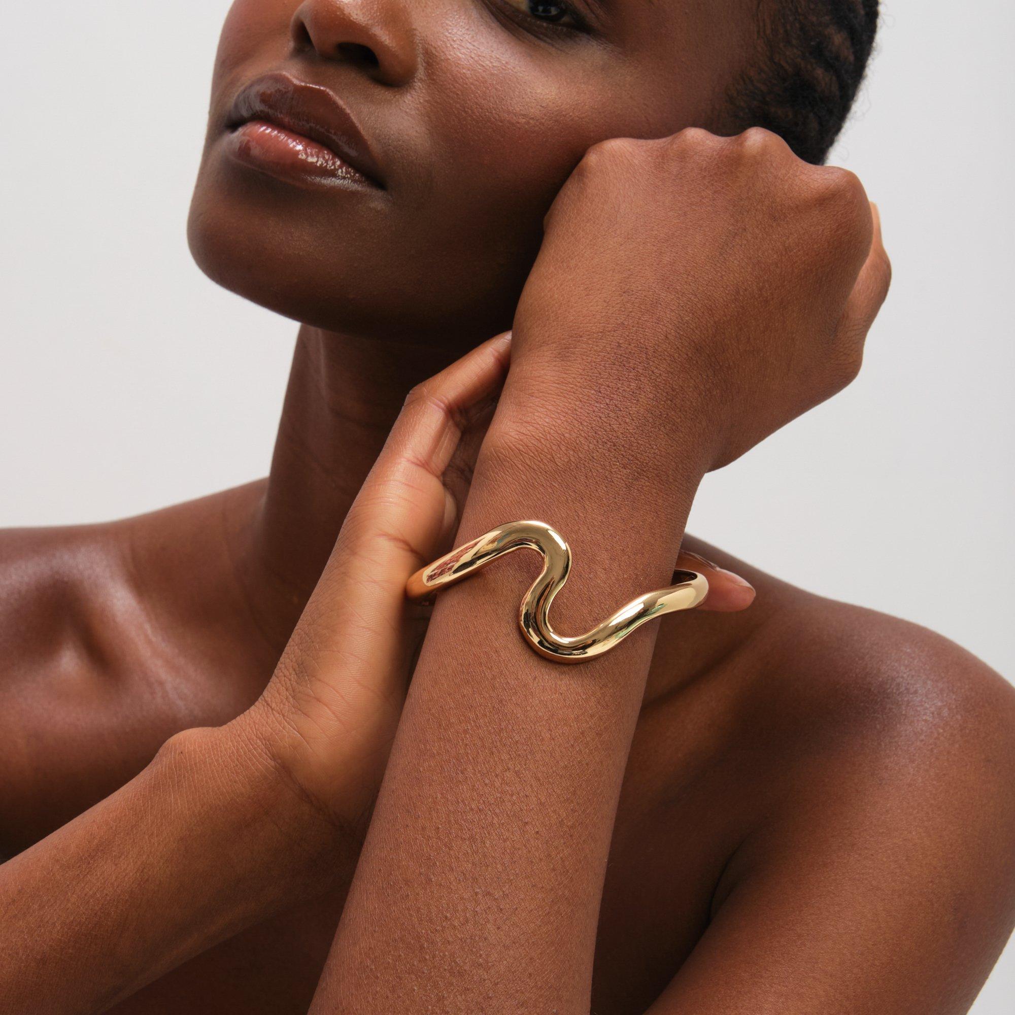 Gold - Jon Richard - Gold Plated Polished Swirl Bangle - 3