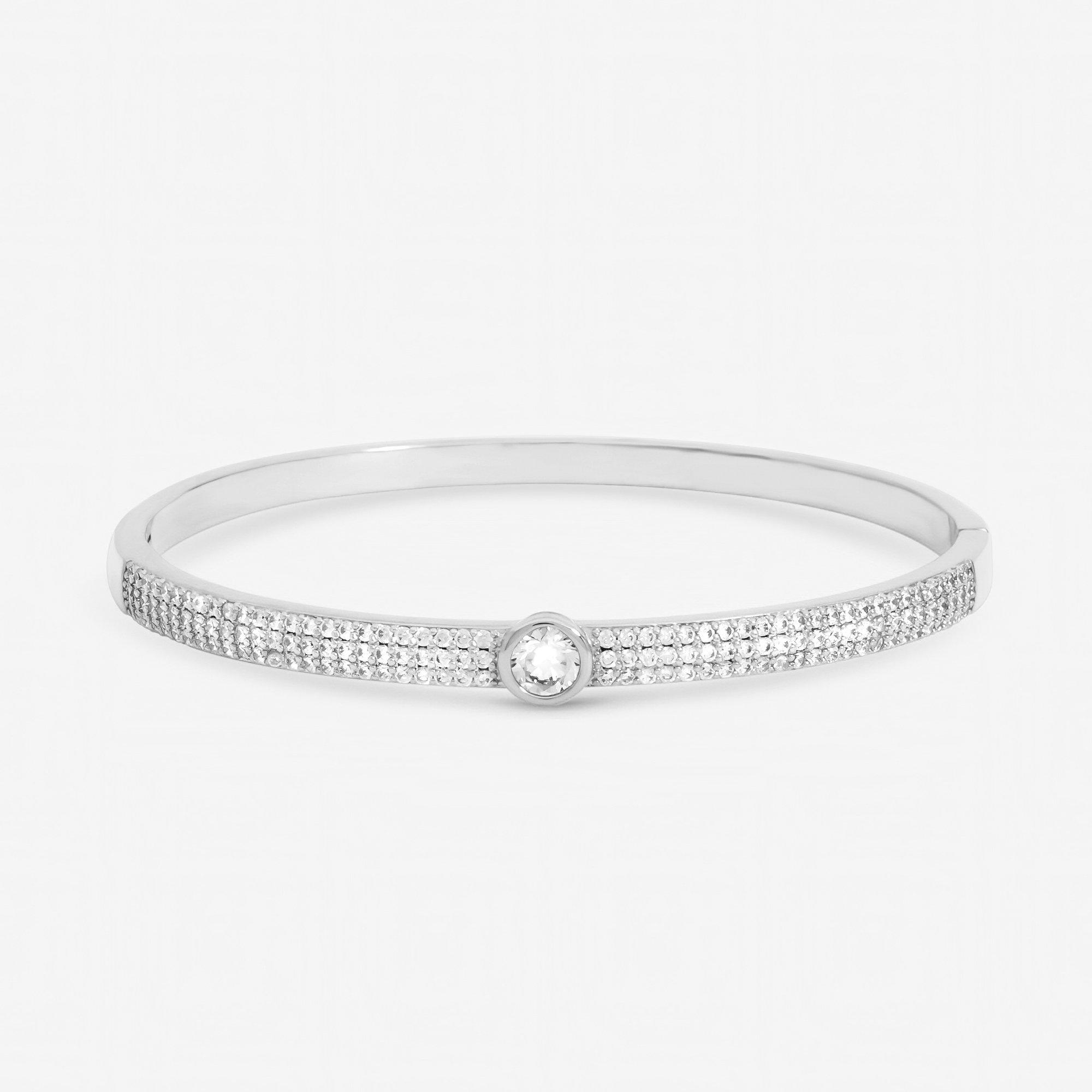 Silver - Jon Richard - Silver Plated Crystal and Pave Stone Bangle - 1