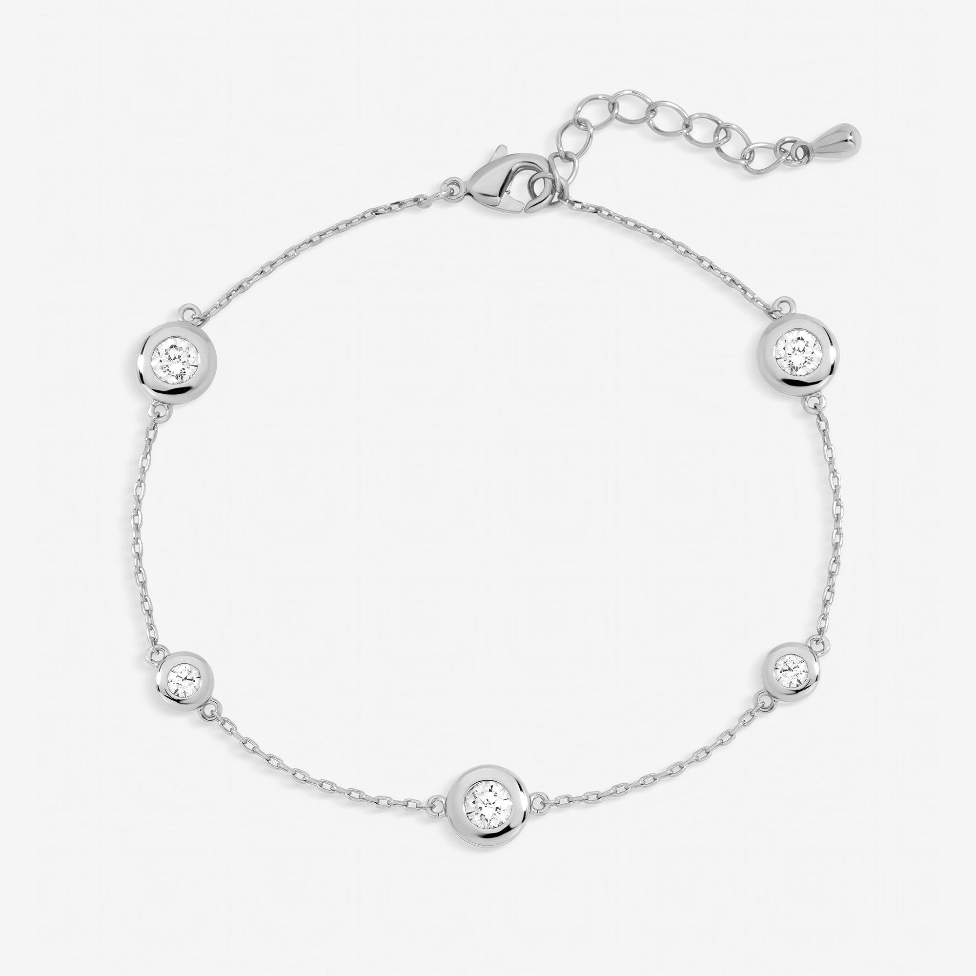 Jon Richard Women's Plated Cubic Zirconia Bezel Bracelet Silver