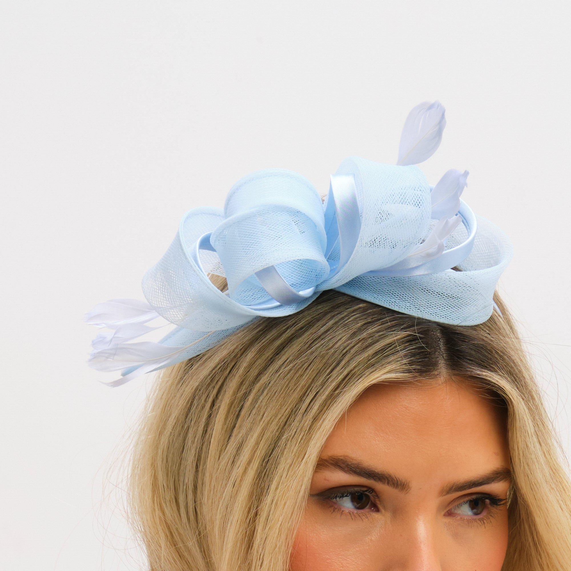 Blue - Jon Richard - Medium Sky Blue Fascinator Headband - 2
