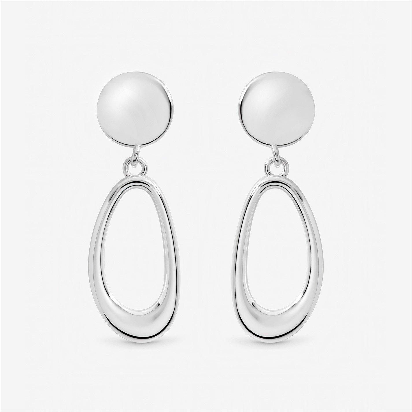 Inicio Women's Sterling Plated Open Double Drop Earrings Silver