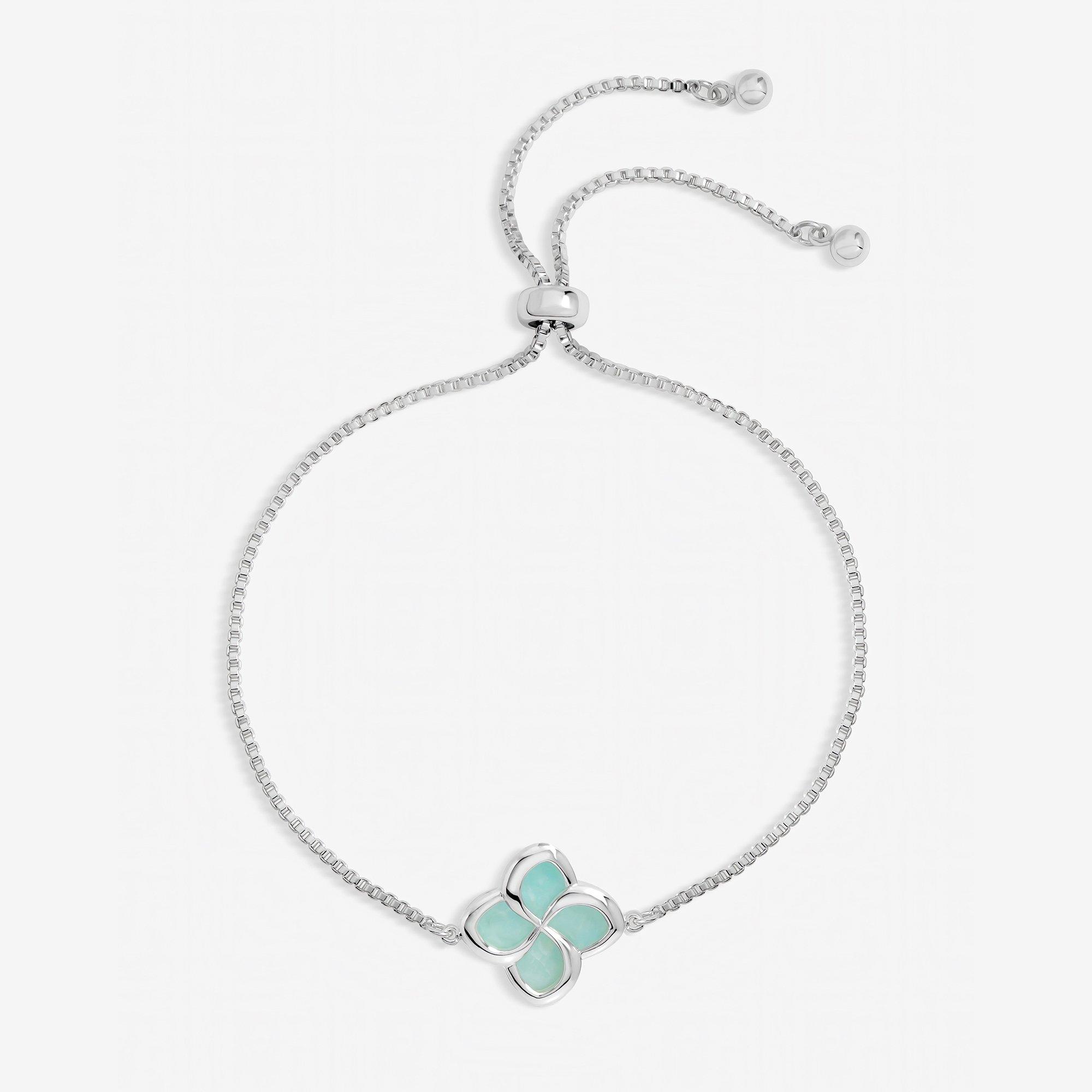 Silver - Inicio - Sterling Silver Plated Turquoise Clover Bracelet - 1